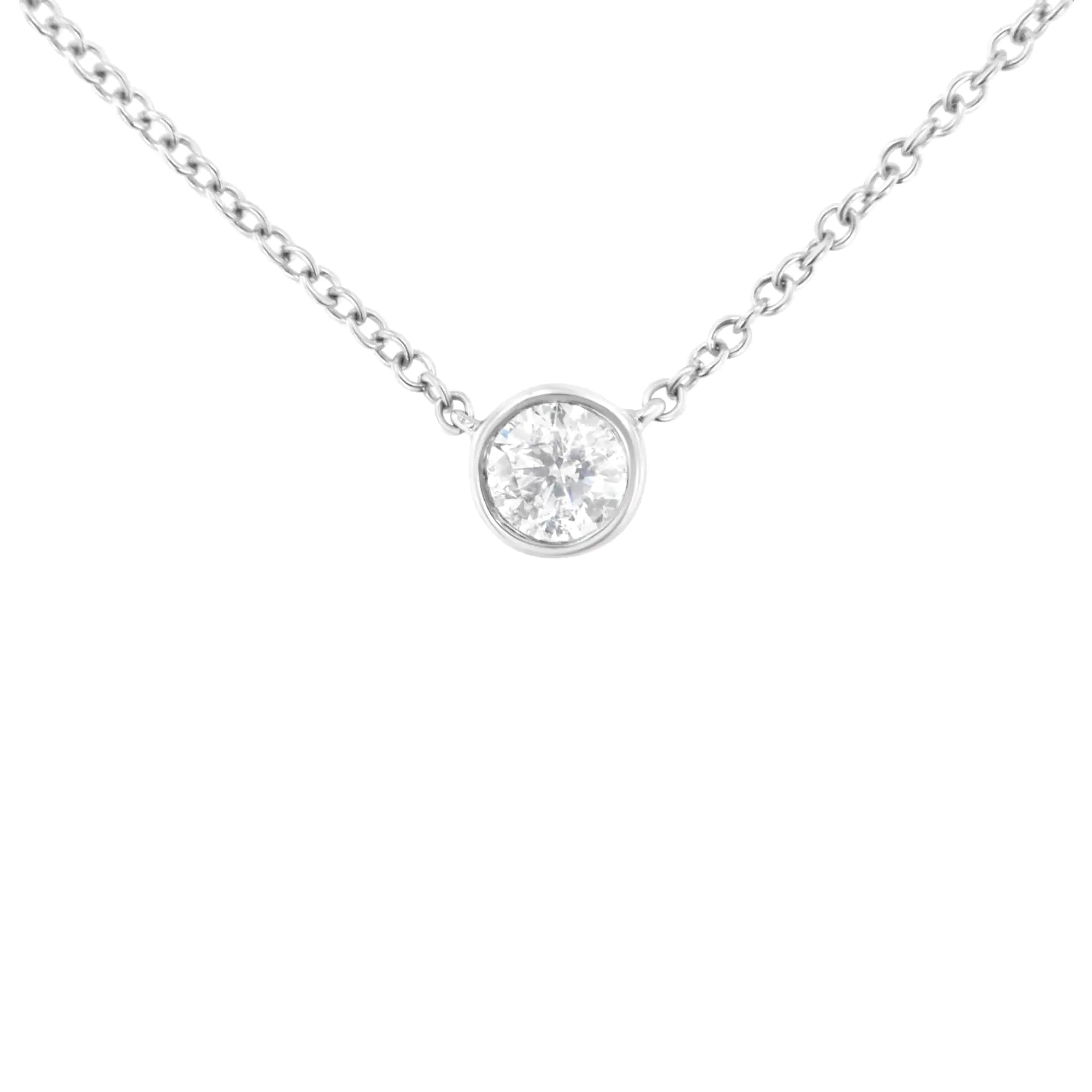 10K Gold 0.25 Carat Diamond Classic Bezel-Set Solitaire Pendant Necklace with 16"-18" Adjustable Chain (H-I Color, SI2-I1 Clarity) - Evallys.com # #