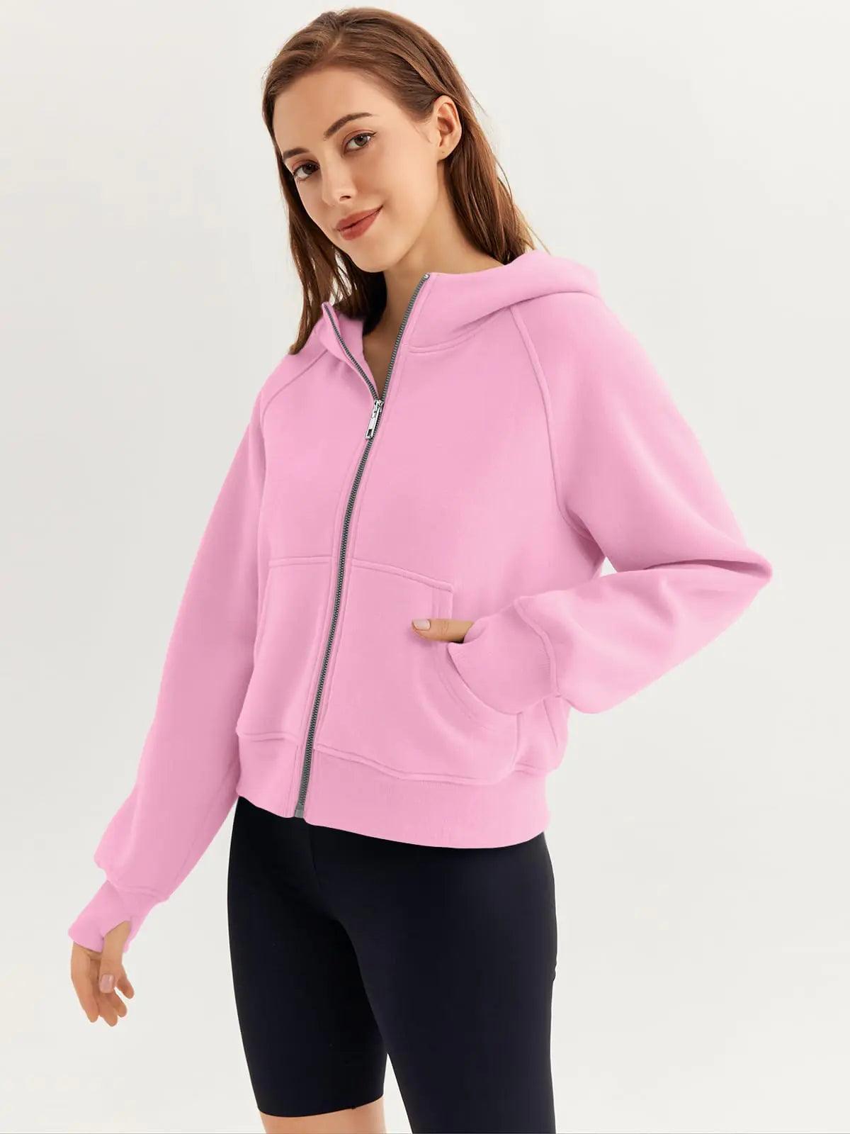 AUTOMET Womens Zip Up Hoodies Fleece Jackets Oversized Sweatshirts Fall Fashion Outfits 2024 Sweaters Winter Clothes Pink X-Small - Evallys.com # #