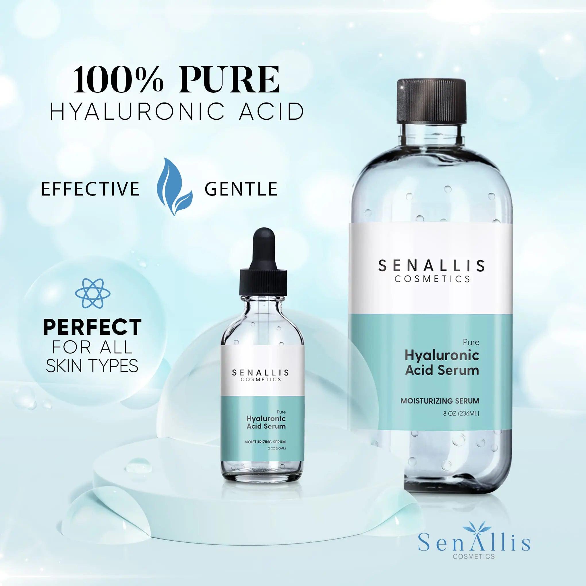 Hyaluronic Acid Serum 8 fl oz And 2 fl oz, Made From Pure Hyaluronic Acid, Anti Aging/Wrinkle, Ultra-Hydrating Moisturizer That Reduces Dry Skin Manufactured In USA 10 Fl Oz (Pack of 1) - Evallys.com # #