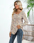 Ficerd Women's Puff Long Sleeve Tunic Tops Pleated Crew Neck Blouses Dressy Casual Loose Fit Fall and Winter Shirts Pink Floral Large - Evallys.com