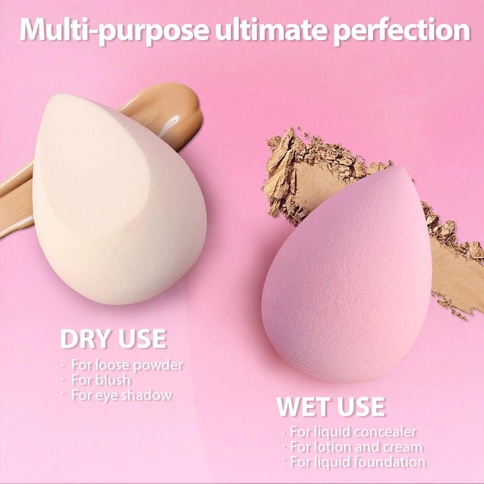 Makeup Sponge Set Foonbe Blender Sponges 7 Pcs for Liquid, Cream, and Powder, Latex Free Makeup Sponges with 1 Mini Beauty Sponge, Multi-colored Sponges for Makeup Application, Pink Gifts - Evallys.com # #