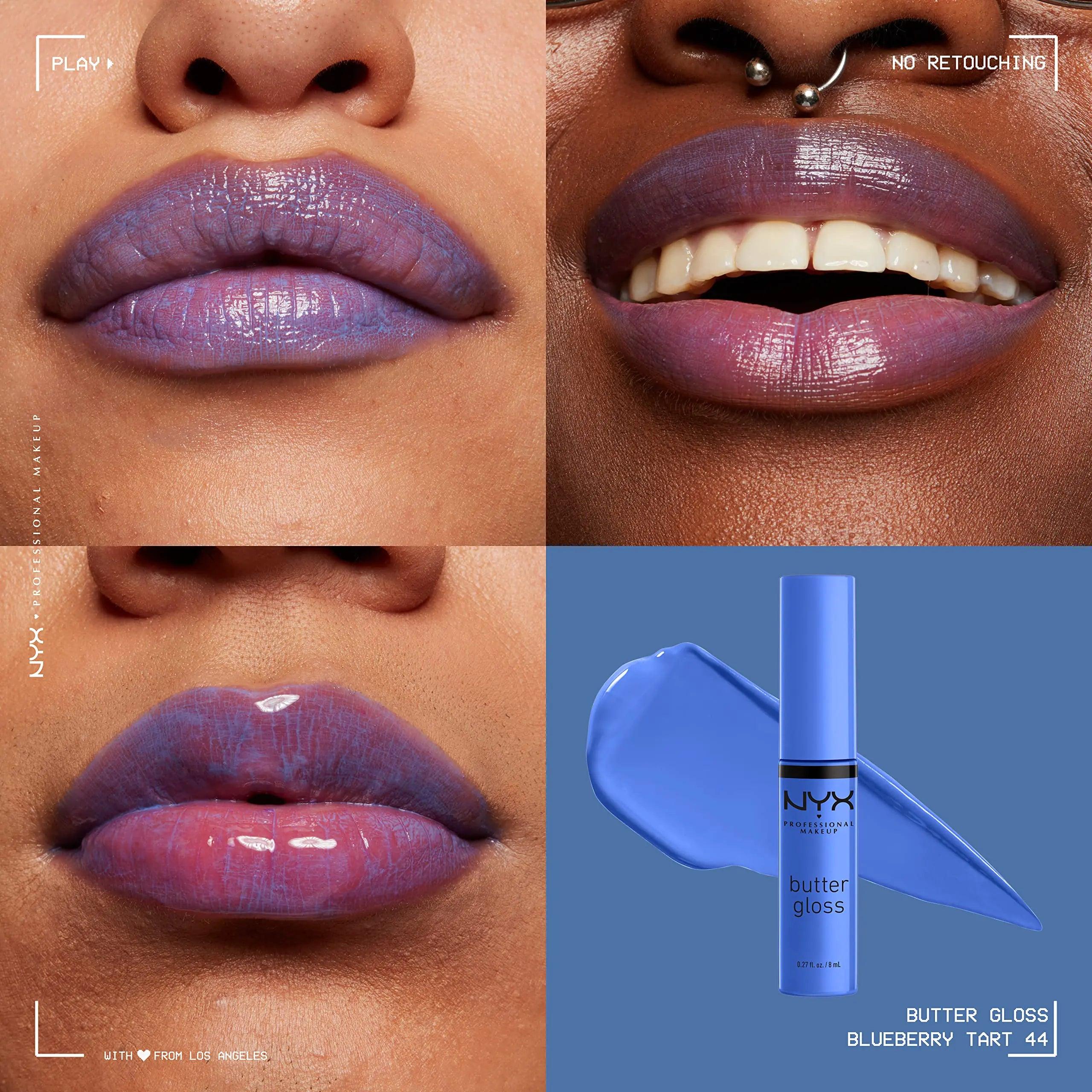 NYX PROFESSIONAL MAKEUP Butter Gloss, Non-Sticky Lip Gloss - Blueberry Tart (Periwinkle Blue) 44 Blueberry Tart 0.27 Fl Oz (Pack of 1) - Evallys.com # #