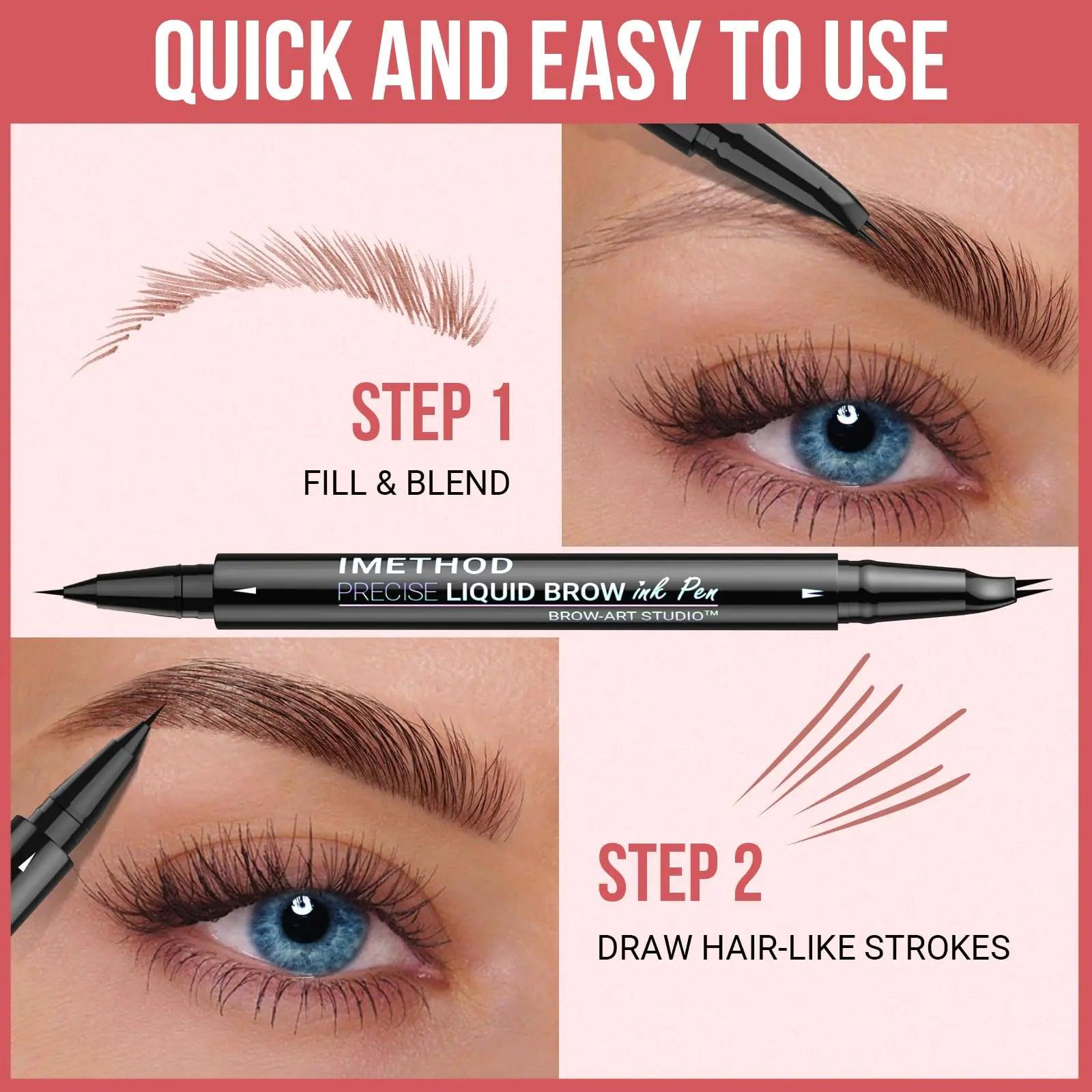 iMethod Curved Eyebrow Pen - Eyebrow Pencil, Brow Pencil 2-in-1 Dual-Ended Microblading Eyebrow Pen with Micro-Fork-Tip and Precise Brush-Tip Create Natural Hair-Like Brows, Last All-Day, Light Brown 01 Light Brown - Evallys.com # #