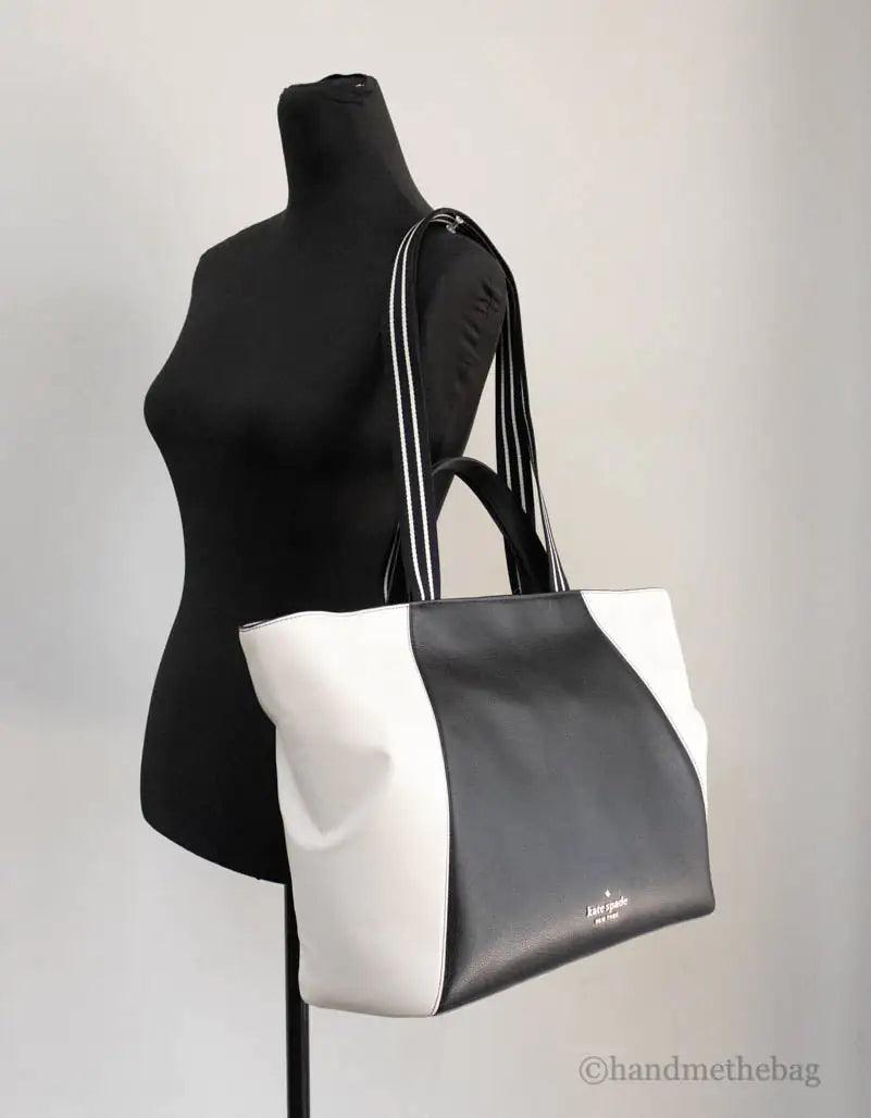 Kate Spade Rosie Large Black Colorblock Leather Slouchy Tote - Evallys.com # #