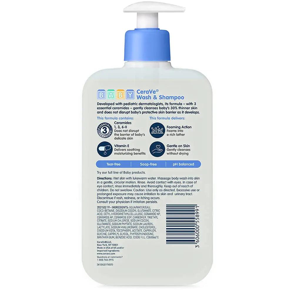 CeraVe Baby Wash & Shampoo | 2-in-1 Tear-Free for Skin Hair Fragrance, Paraben, Dye, Phthalates Sulfate Free Bath| Soap with Vitamin E 16 Ounce 1 Pound (Pack of 1) - Evallys.com # #