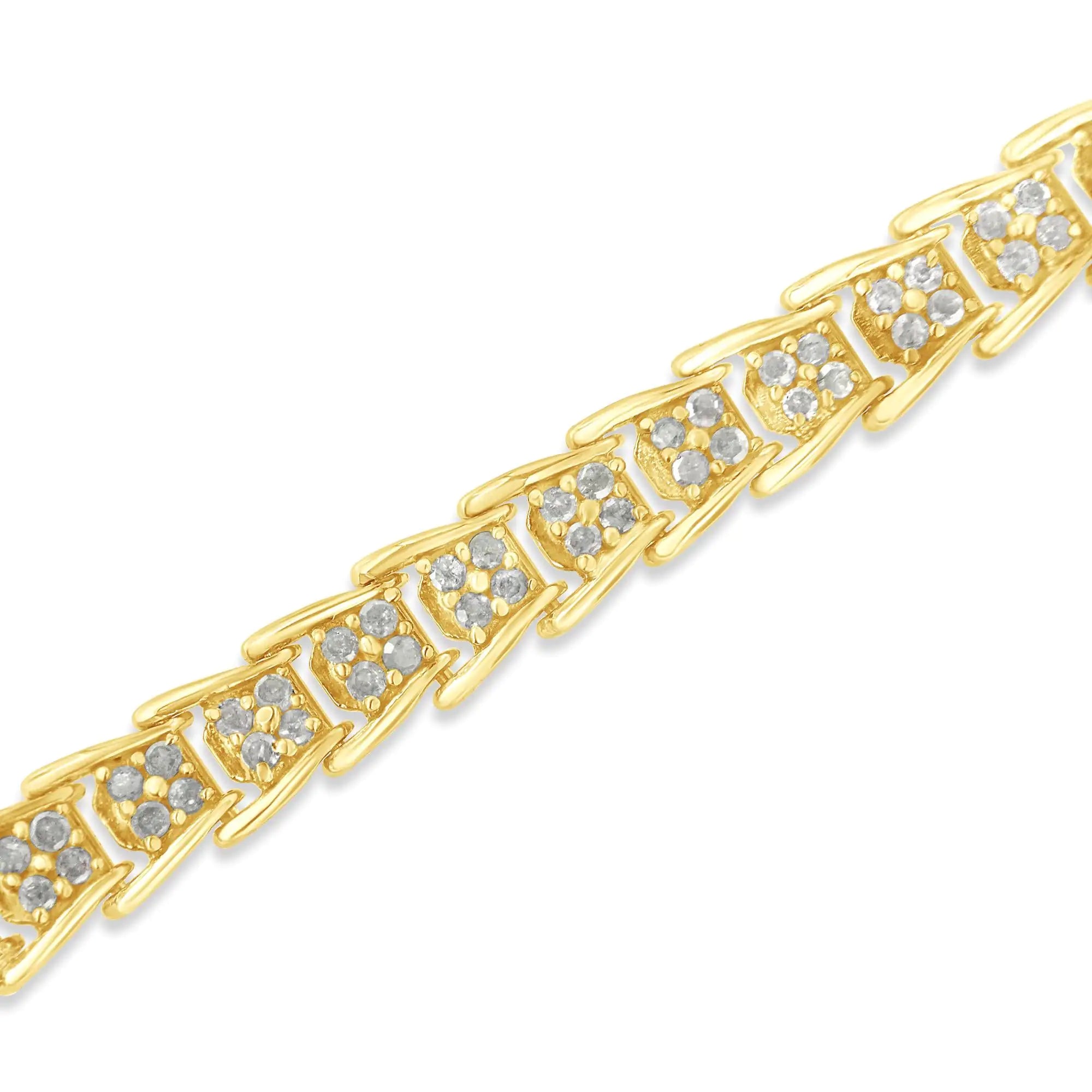 .925 Sterling Silver 2.0 Cttw Diamond Fan-Shaped Fancy Chevron Link Tennis Bracelet (I-J Color, I3 Clarity) - 7" - Evallys.com # #