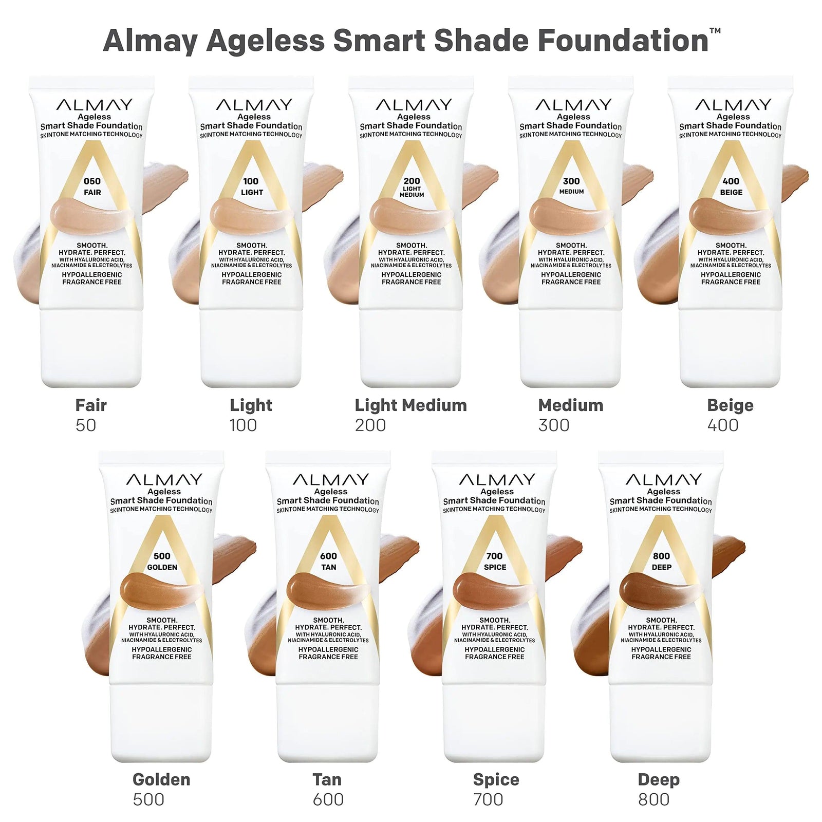 Almay Anti-Aging Foundation, Smart Shade Face Makeup with Hyaluronic Acid, Niacinamide, Vitamin C & E, Hypoallergenic-Fragrance Free, 100 Light, 1 Fl Oz (Pack of 1) 1 Fl Oz (Pack of 1) - Evallys.com # #