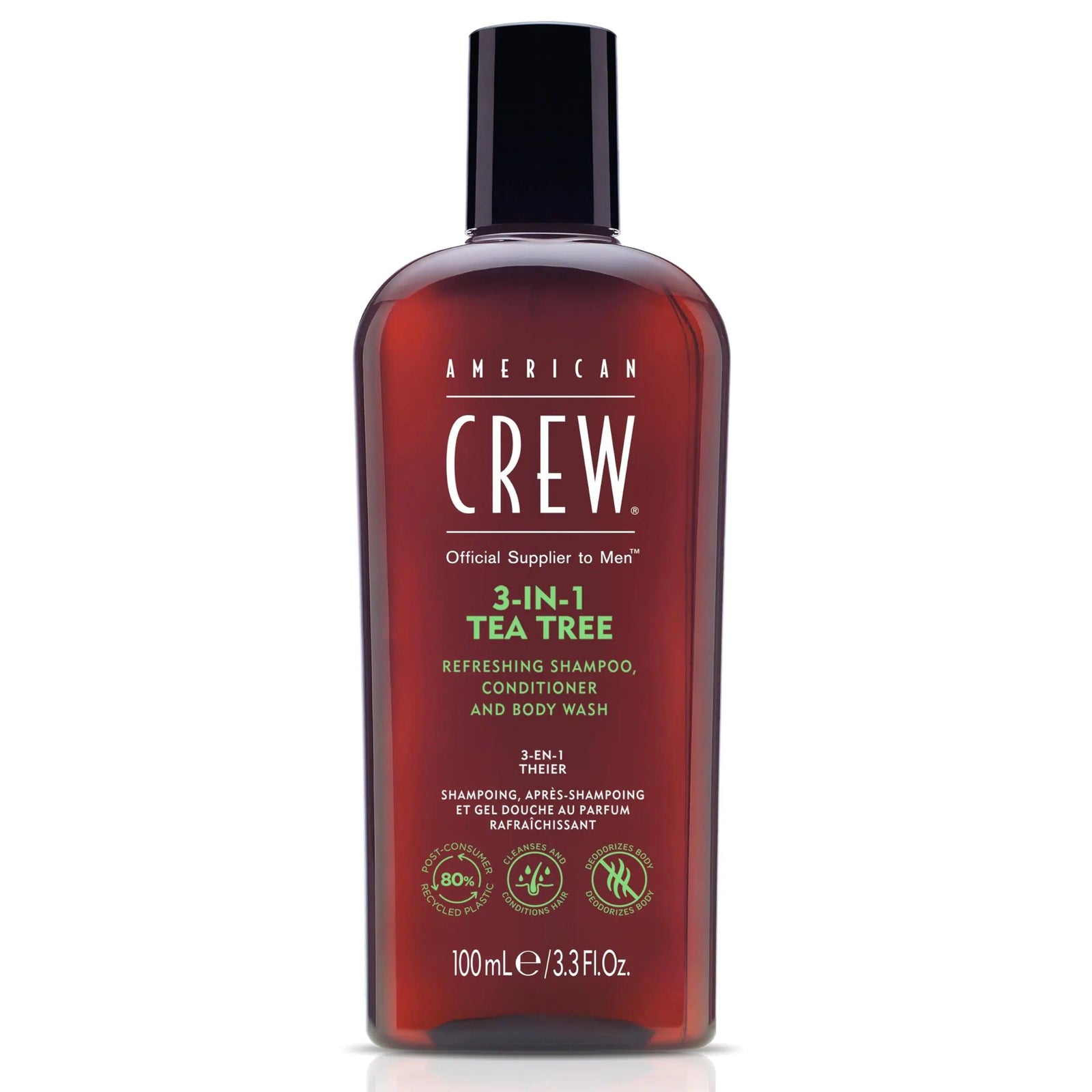 American Crew Shampoo, Conditioner & Body Wash for Men, 3-in-1, Tea Tree Scent, 3.3 Fl Oz 15 Fl Oz (Pack of 1) - Evallys.com # #