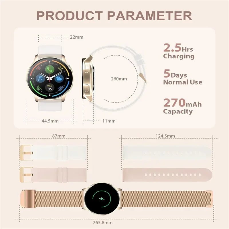 Smart Watch for Women (Answer/Make Call), Fitness Tracker for Android and iOS Phones Waterproof Smartwatch with 1.32" HD Full - Evallys.com
