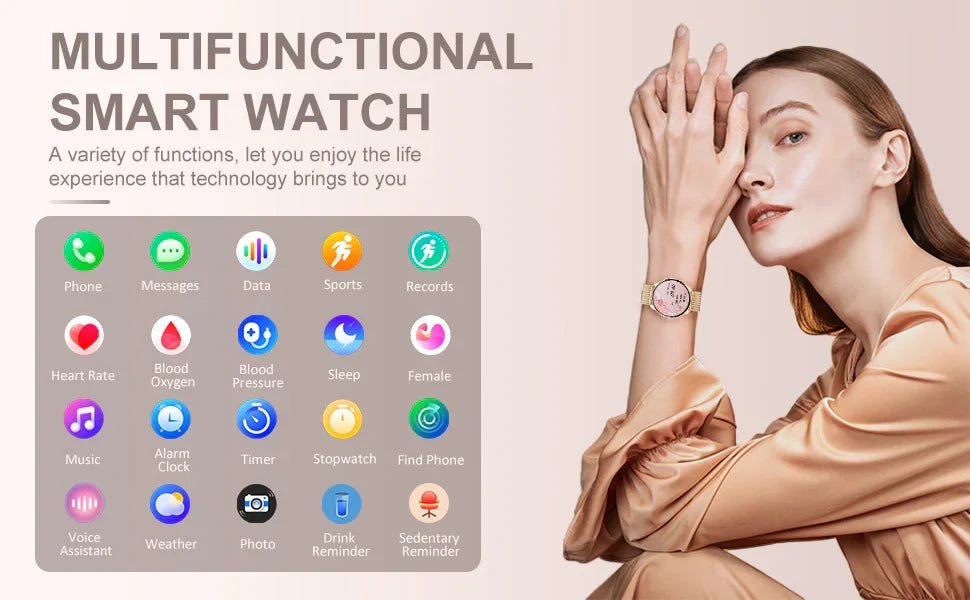 Smart Watch for Women (Answer/Make Call), Fitness Tracker for Android and iOS Phones Waterproof Smartwatch with 1.32
