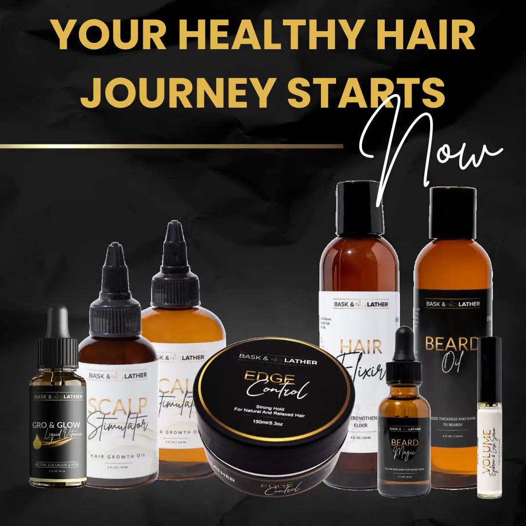 BASK & LATHER Edge Control Hair Gel, Strong Hold, Thick Edges, Styling Gel, Non-Greasy, Non-Flaking, No White Cast, Long Lasting, Supports Hair Growth, Natural Formula, For All Hair Types, 5.3 Fl Oz - Evallys.com # #