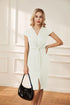 GRACE KARIN Women's Summer Midi Dresses Cap Sleeve Tie Waist Work Dress Slit V-Neck Bodycon Dress Business Casual Outfits Small Ivory - Evallys.com