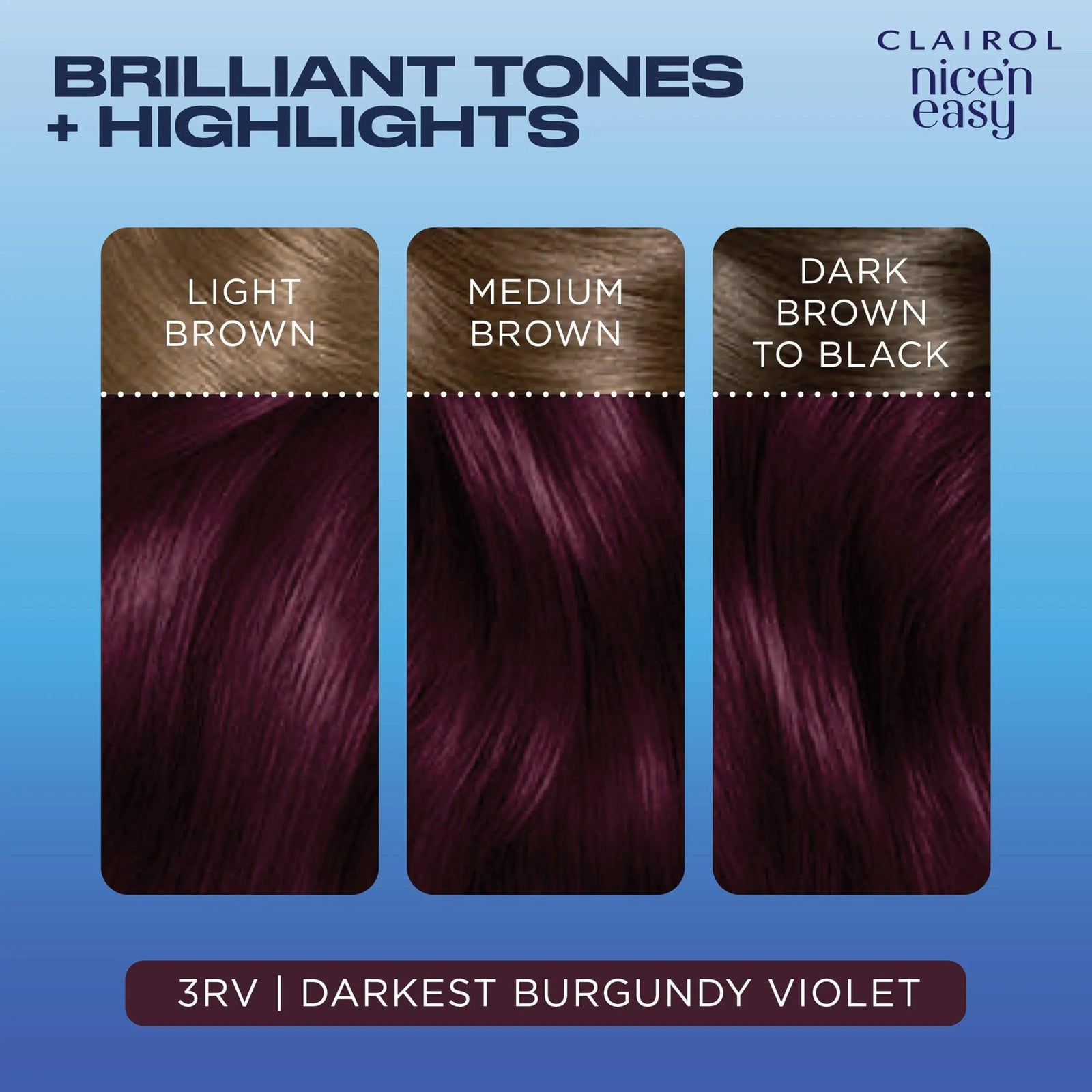 Clairol Nice'n Easy Permanent Hair Dye, 3RV Darkest Burgundy Violet Hair Color, Pack of 1 6.26 Fl Oz (Pack of 1) - Evallys.com # #