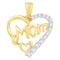 10K Yellow Gold Round Cut Diamond Mom Heart Pendant Necklace (0.25 cttw, H-I Color, I1-I2 Clarity) - Evallys.com # #