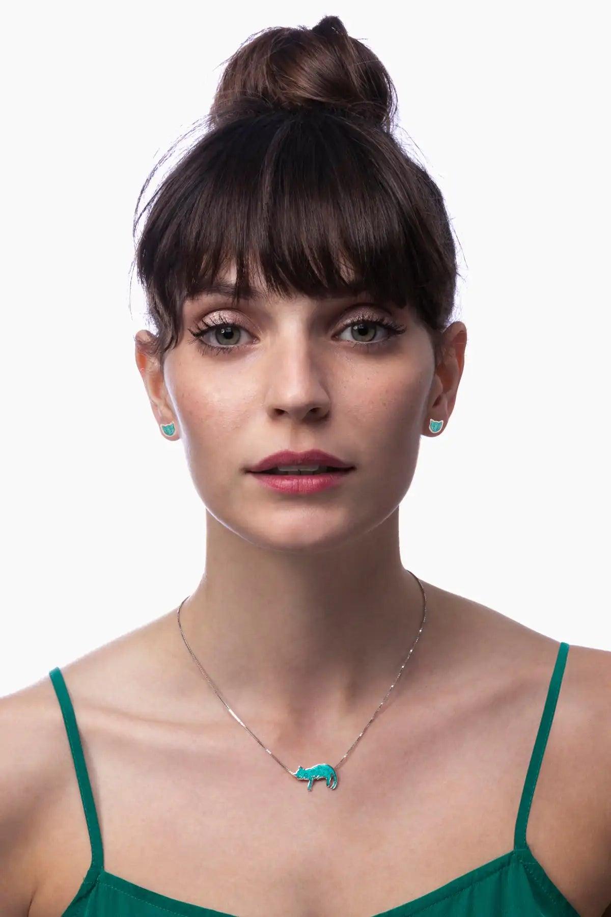 Cat Necklace and Earrings Set - Evallys.com