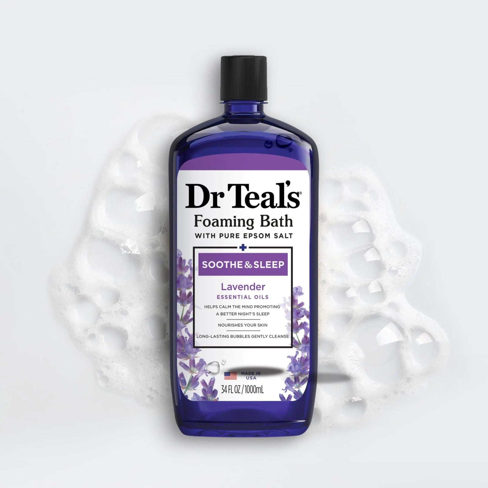 Dr Teal's Foaming Bath with Pure Epsom Salt, Soothe & Sleep with Lavender, 34 fl oz (Pack of 4) (Packaging May Vary) - Evallys.com # #