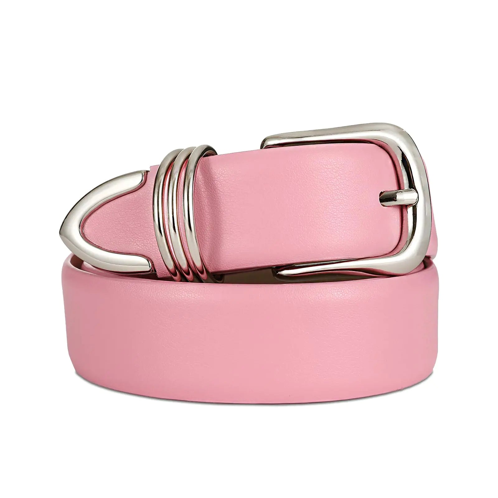 Women's Leather Belts with Gold Buckle Fashion Leather Waist Belt Elegant Ladies Belts for Jeans Dress & Casual Wear Pink+sliver S: Fit Waist Size 26