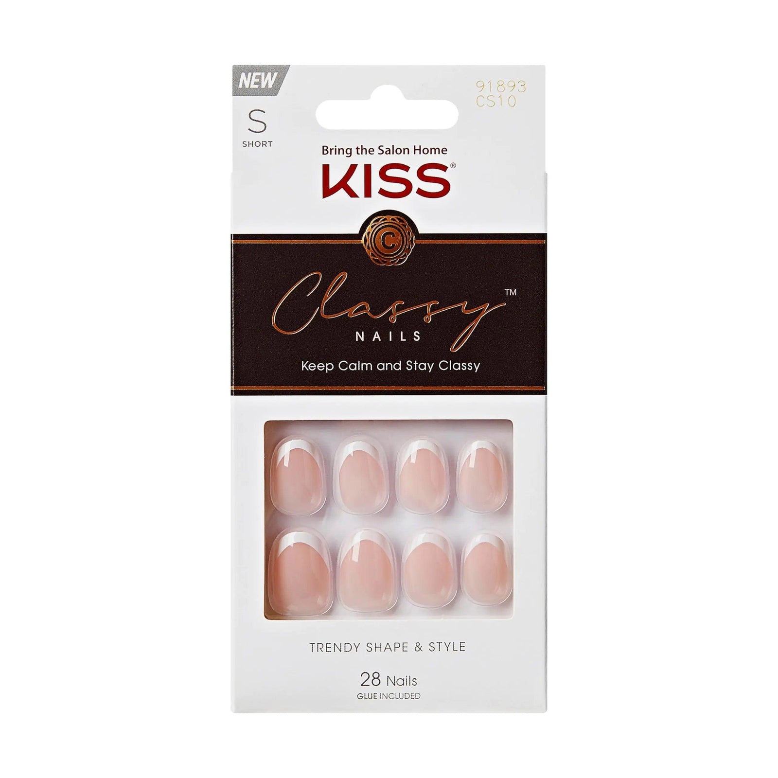 KISS Classy Nails, Press-On Nails, Nail glue included, 'Exclusive Only', Light White, Short Size, Oval Shape, Includes 28 Nails, 2G Glue, 1 Manicure Stick, 1 Mini File 31 Count (Pack of 1) The BOSS - Evallys.com # #