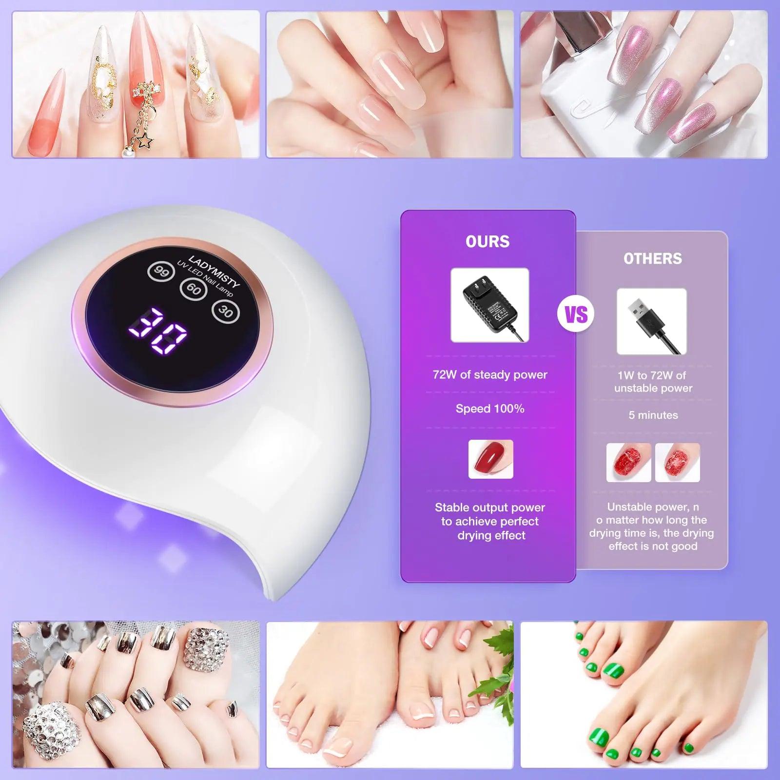 72W UV LED Nail Lamp Light Dryer for Nails Gel Polish with 18 Beads 3 Timer Setting & LCD Touch Display Screen, Auto Sensor, Professional Nails, White……… - Evallys.com # #