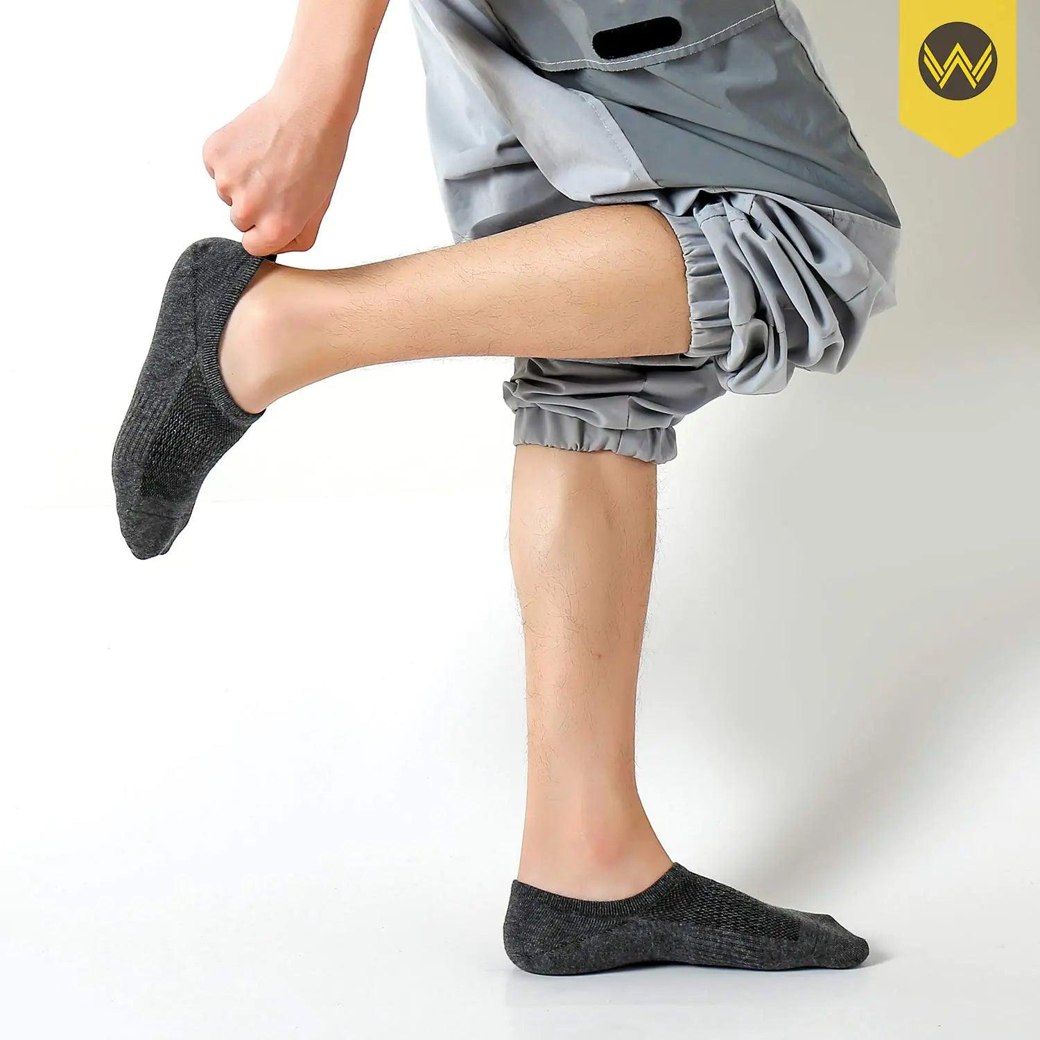 WANDER No Show Socks Mens 7/8 Pair Cotton Thin Non Slip Low Cut Men Invisible Sock 6-8/9-11/12-14 12-14 7 Dark Grey - Evallys.com # #