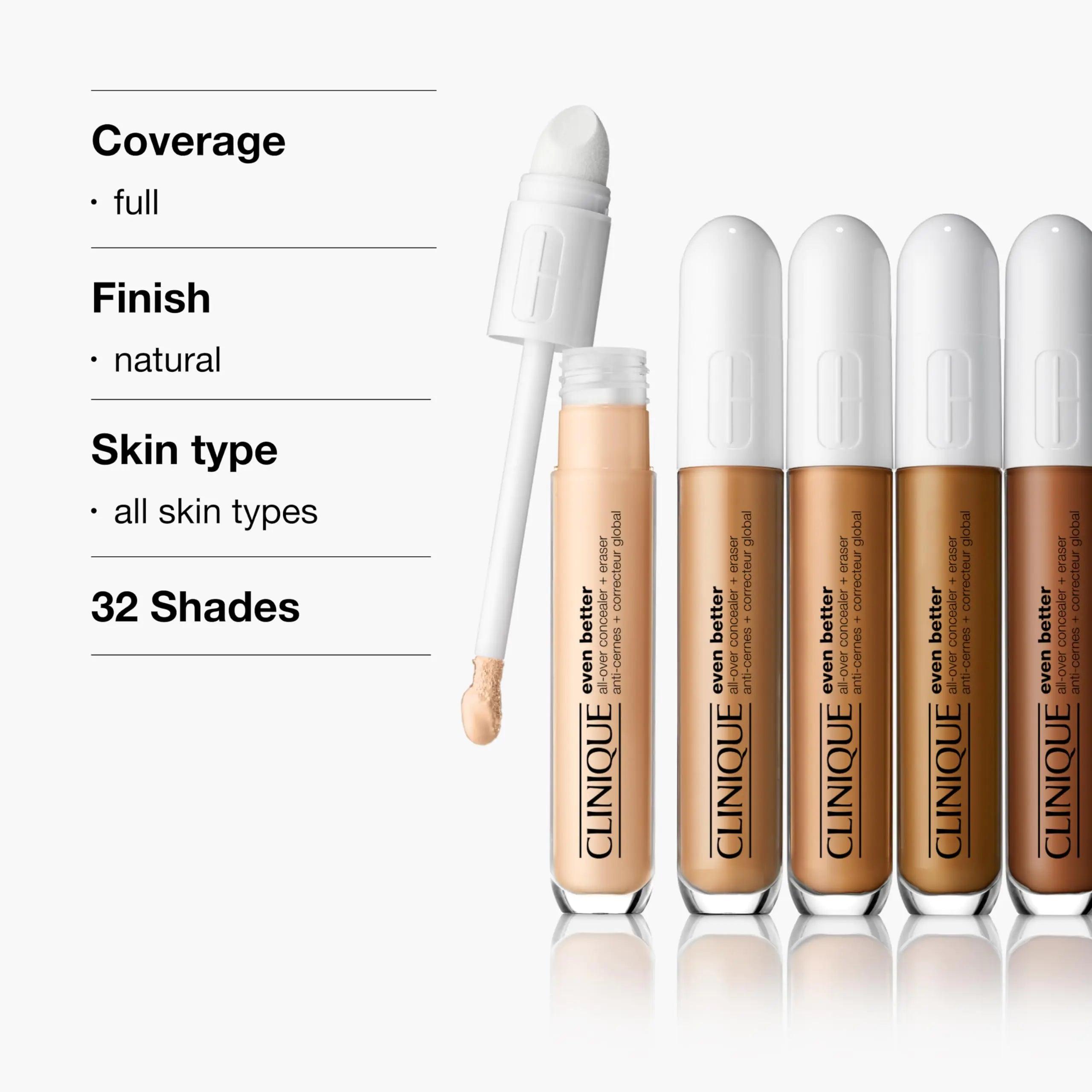 Clinique Even Better All-Over Full Coverage Concealer + Eraser For Dark Circles | Hydrating, Brightening + Depuffing, Porcelain Beige AP Porcelain Beige CN 62 - Evallys.com # #