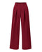 BTFBM Women High Waist Casual Wide Leg Long Palazzo Pants Button Down Loose Business Work Office Trousers with Pockets Medium Solid Wine Red - Evallys.com # #