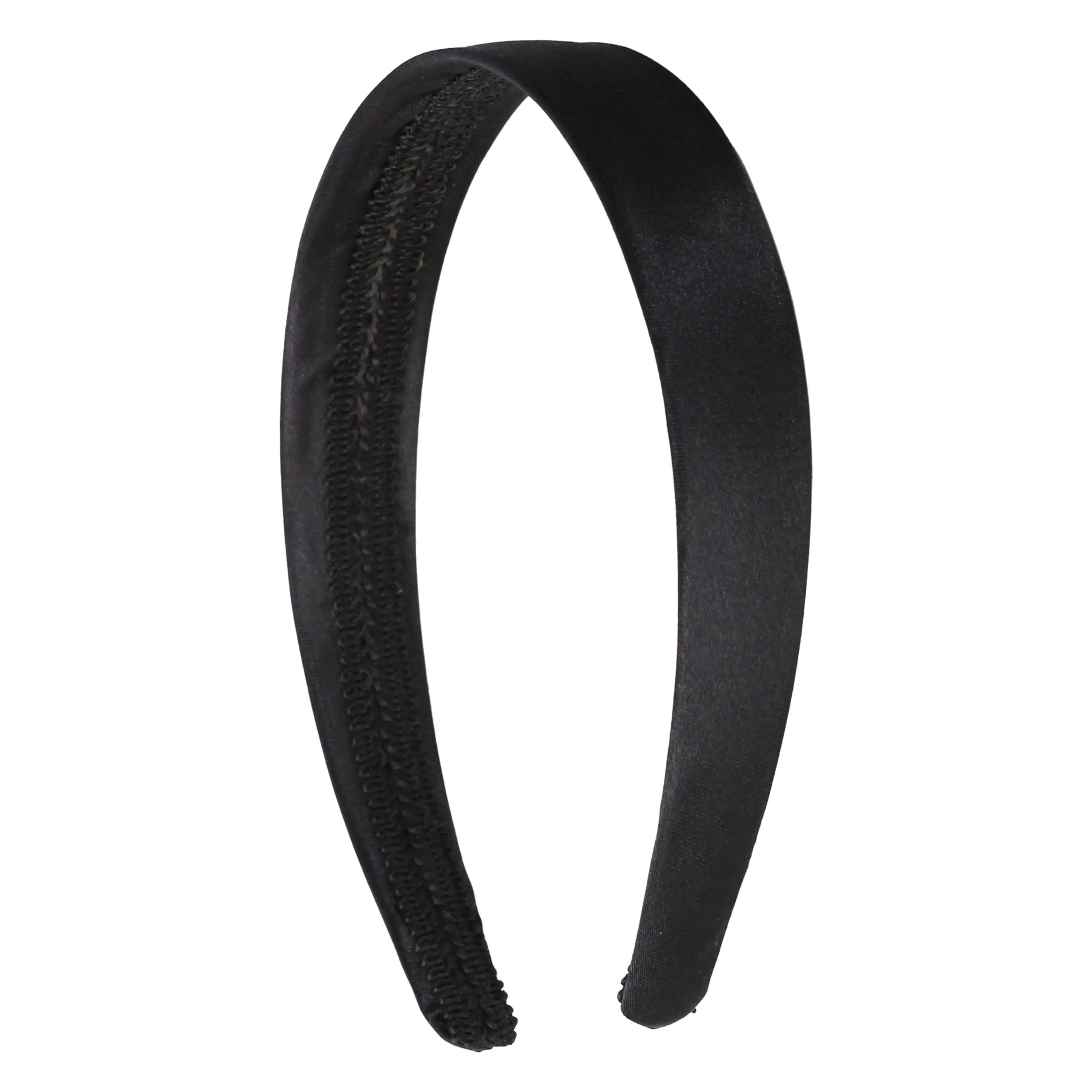 Motique Accessories 1 Inch Satin Hard Headband for Women and Girls Black - Evallys.com # #