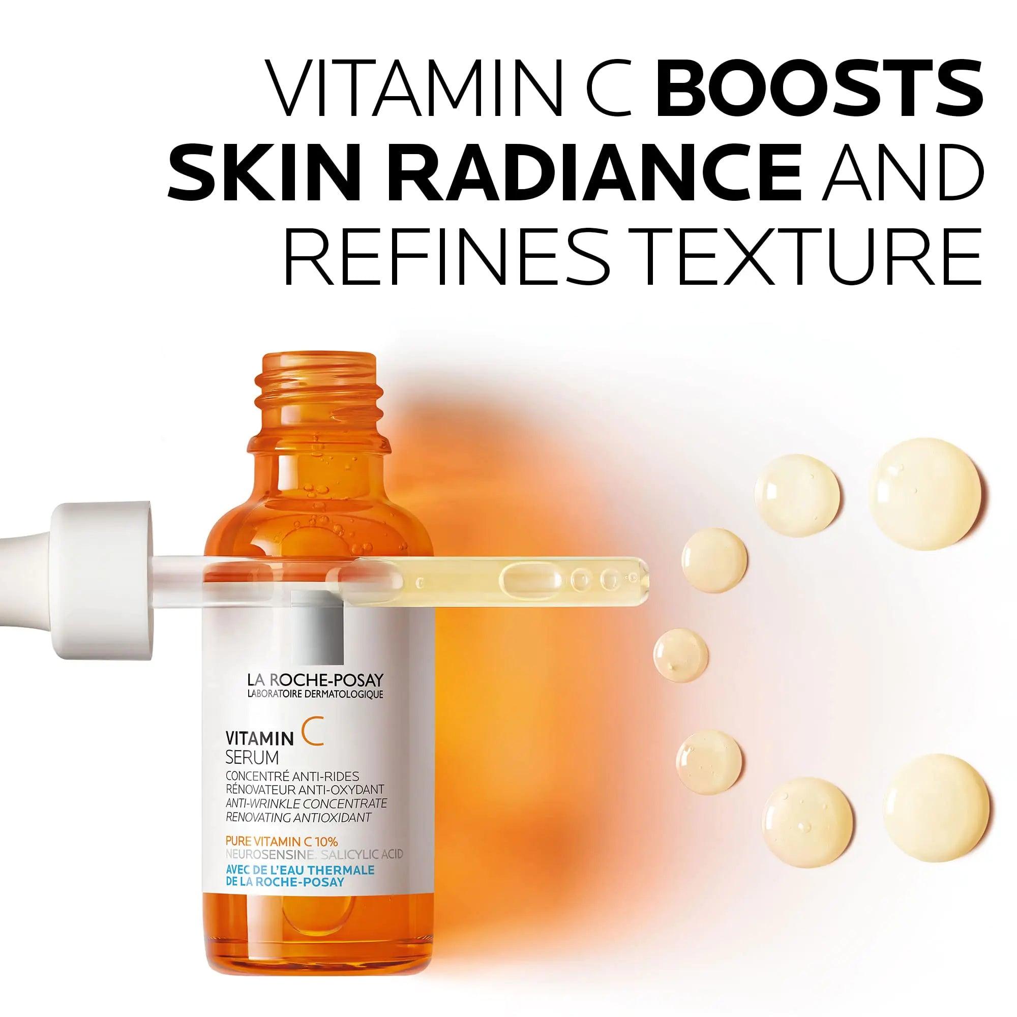 La Roche-Posay Pure Vitamin C Face Serum with Hyaluronic Acid & Salicylic Acid, Anti Aging Face Serum for Wrinkles & Uneven Skin Texture to Visibly Brighten & Smooth. Suitable for Sensitive Skin - Evallys.com # #