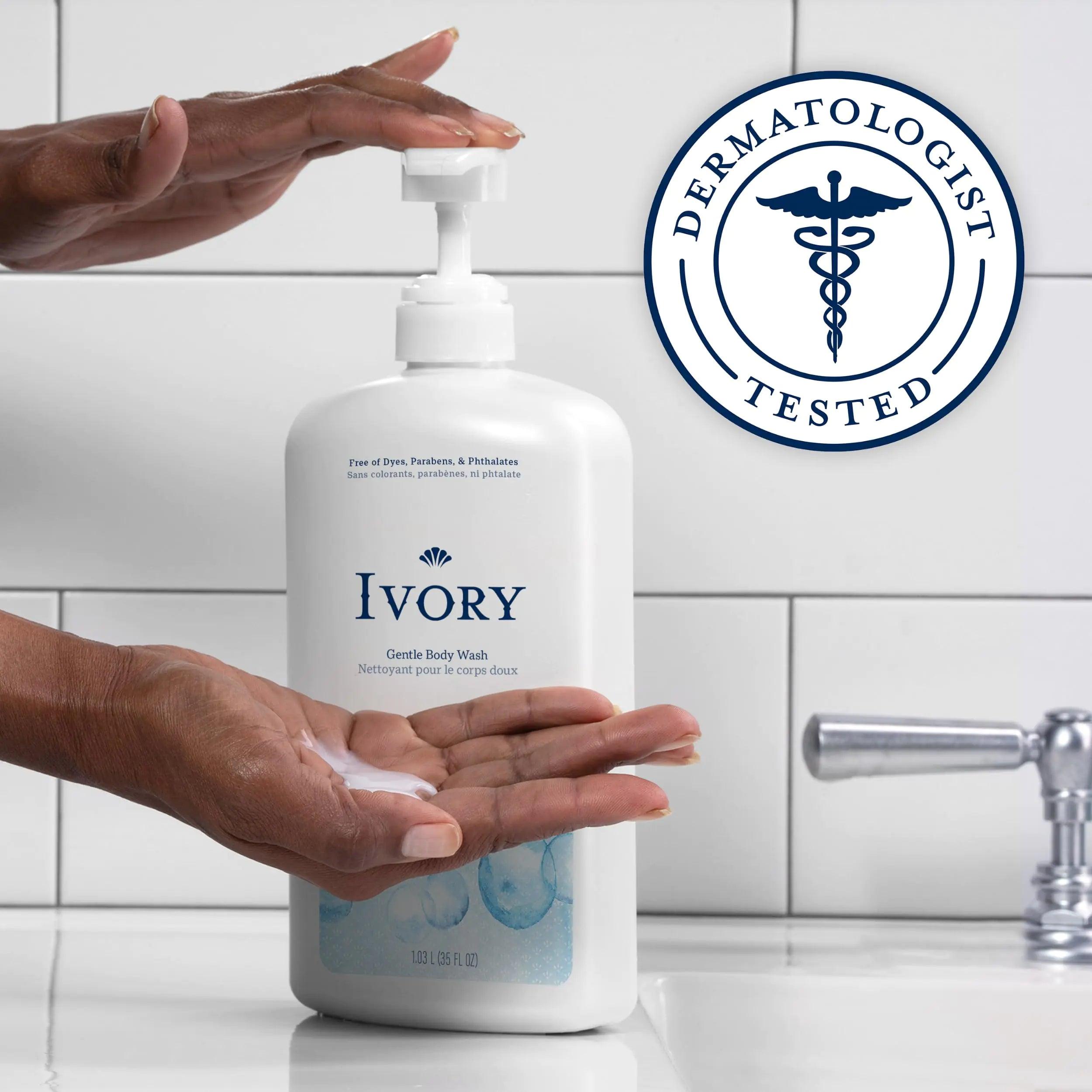 Ivory Gentle Body Wash, Designed for the Whole Family, Free of Dyes Heavy Perfumes Parabens Phthalates & Silicones, Original Scent, 35 oz 35 Fl Oz (Pack of 1) - Evallys.com # #