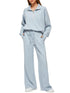 Women's 2 Piece Outfits Lounge Set 2024 Oversized Half Zip Sweatshirt Wide Leg Sweatpant Set Sweatsuit Tracksuit X-Small Light Blue - Evallys.com # #