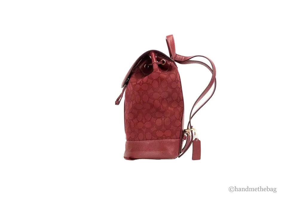 Coach Dempsey Red Apple Jacquard Canvas Logo Patch Backpack - Evallys.com # #