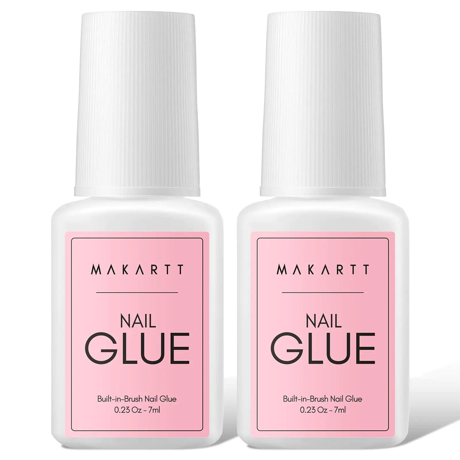 Makartt Quick Nail Glue for Press on Nails: Acrylic Nail Tips-Fake Nails-Salon Quality Strong Brush On Nail Glue-Quick Dry Easy Application No Need for Nail Lamp Durable & Long-Lasting 7ML 2Pcs 0.23 Fl Oz (Pack of 2) - Evallys.com # #