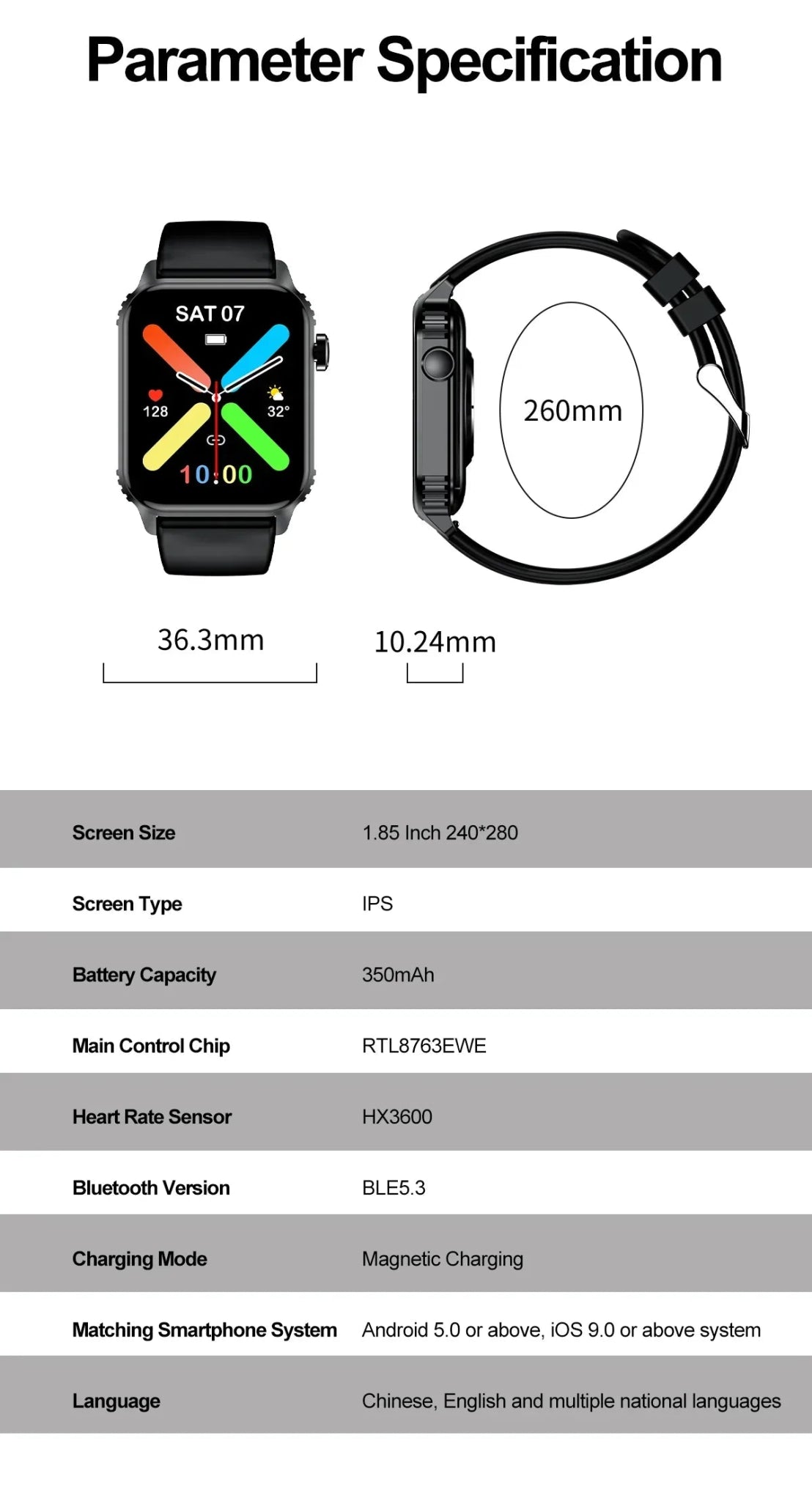 TG08 Smart Watch, 1.85