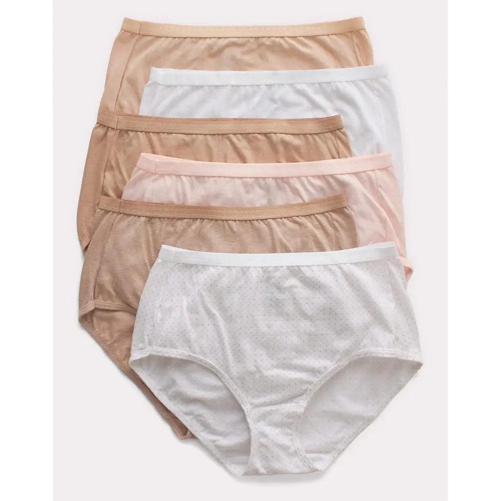 Hanes womens High-waisted Briefs Panties Pack, Lightweight Moisture-wicking Underwear, 6-pack 9 Taupe/Wht/Lt Buff/Nude/Nude Hthr/Dot Prt - Evallys.com # #