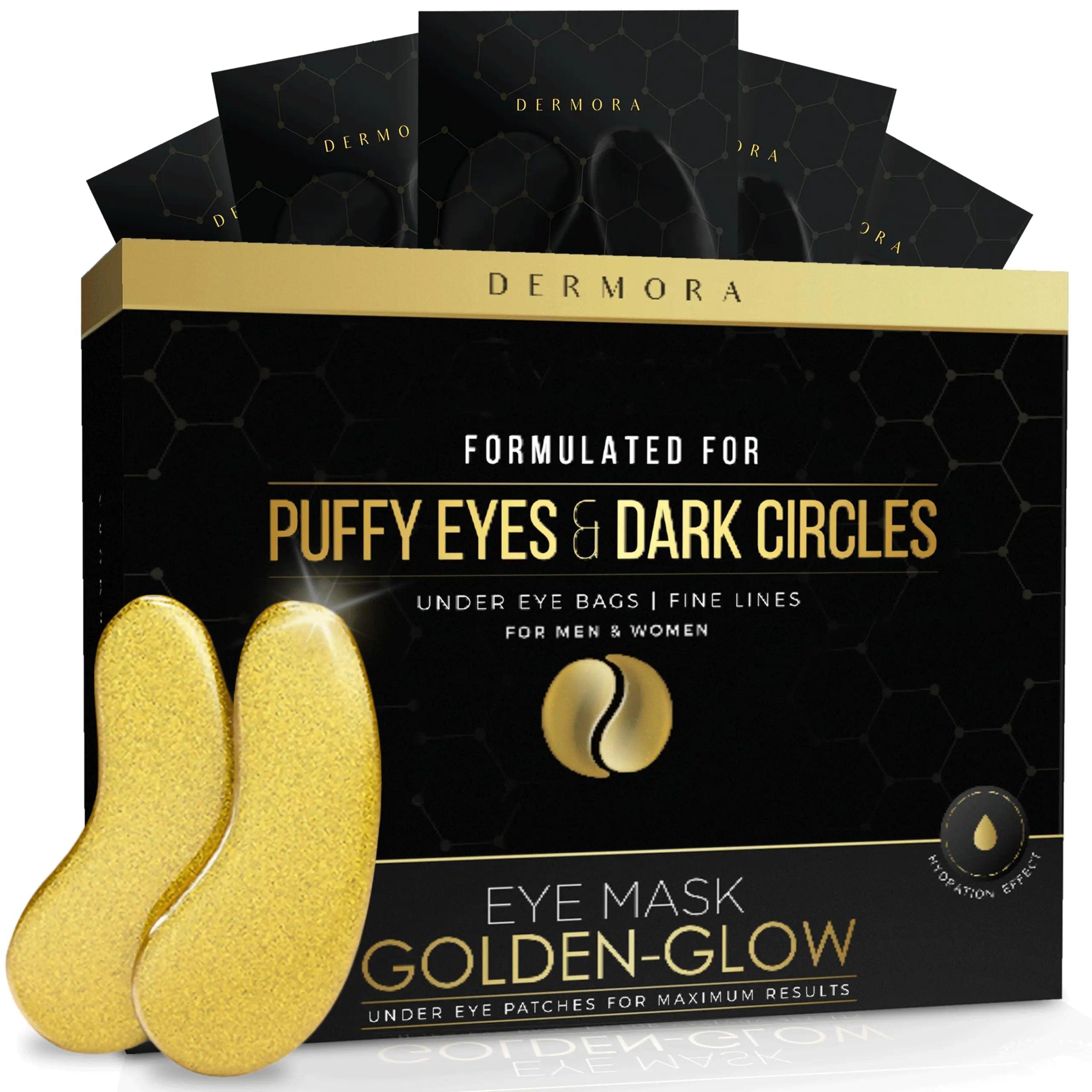 DERMORA Golden Glow Under Eye Patches (50 Pairs Eye Gels) - Rejuvenating Treatment for Dark Circles, Puffy Eyes, Refreshing, Revitalizing, Travel, Wrinkles 1 Count (Pack of 50) Original - Evallys.com # #