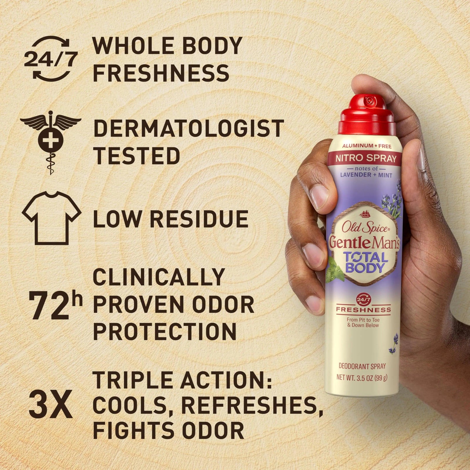 Old Spice Whole Body Deodorant for Men, Total Body Deodorant, Lavender + Mint, Aluminum Free Deodorant Spray for 24/7 Freshness // Dermatologist Tested Whole Body Deodorant, 3.5 oz - Evallys.com # #