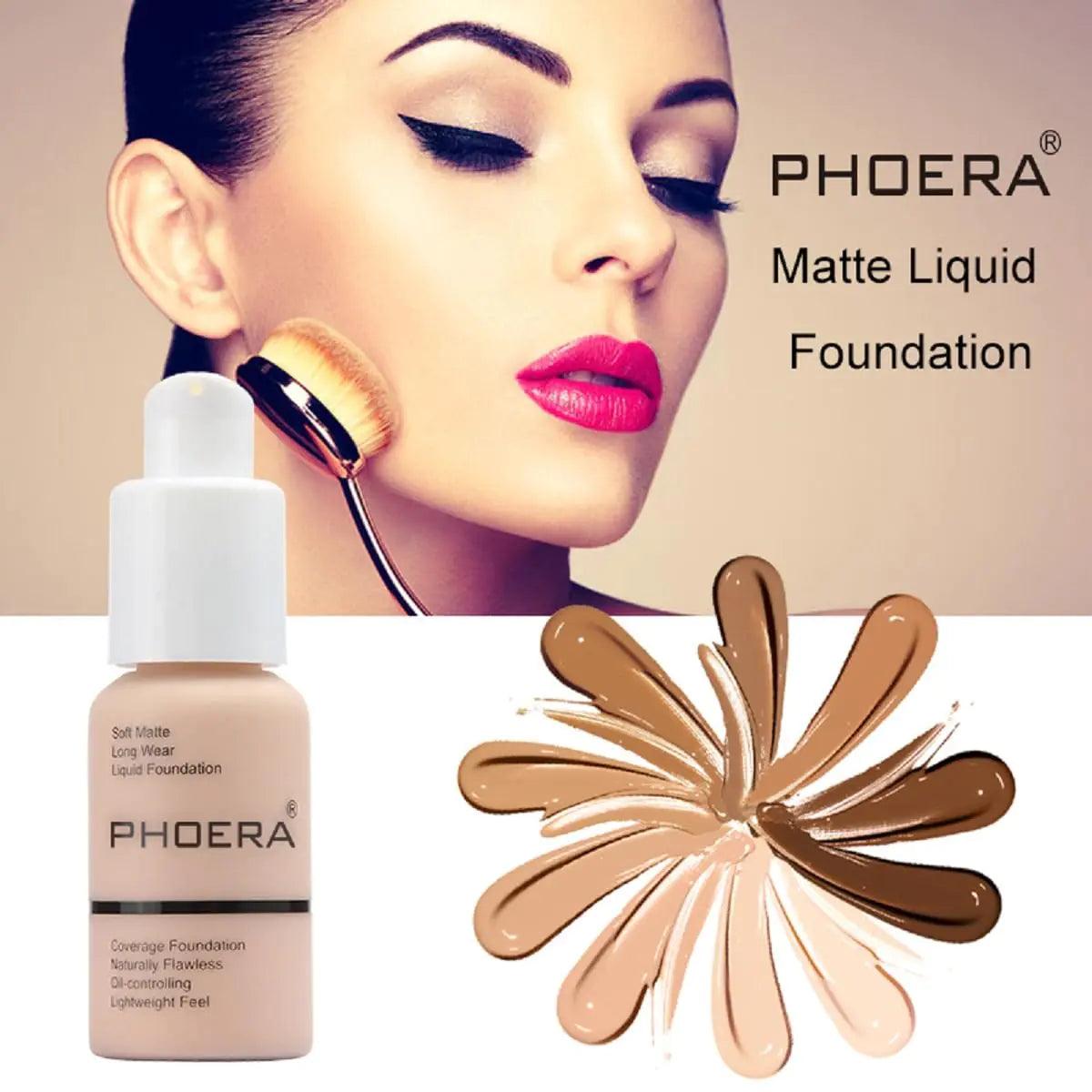 2 Pack PHOERA Foundation 101- Porcelain and102- Nude, Flawless Soft Matte Liquid Foundation 24 HR Oil Control Concealer Foundation Makeup 1 Ounce (Pack of 1) ﻿ 101 Porcelain and 102 Nud - Evallys.com # #