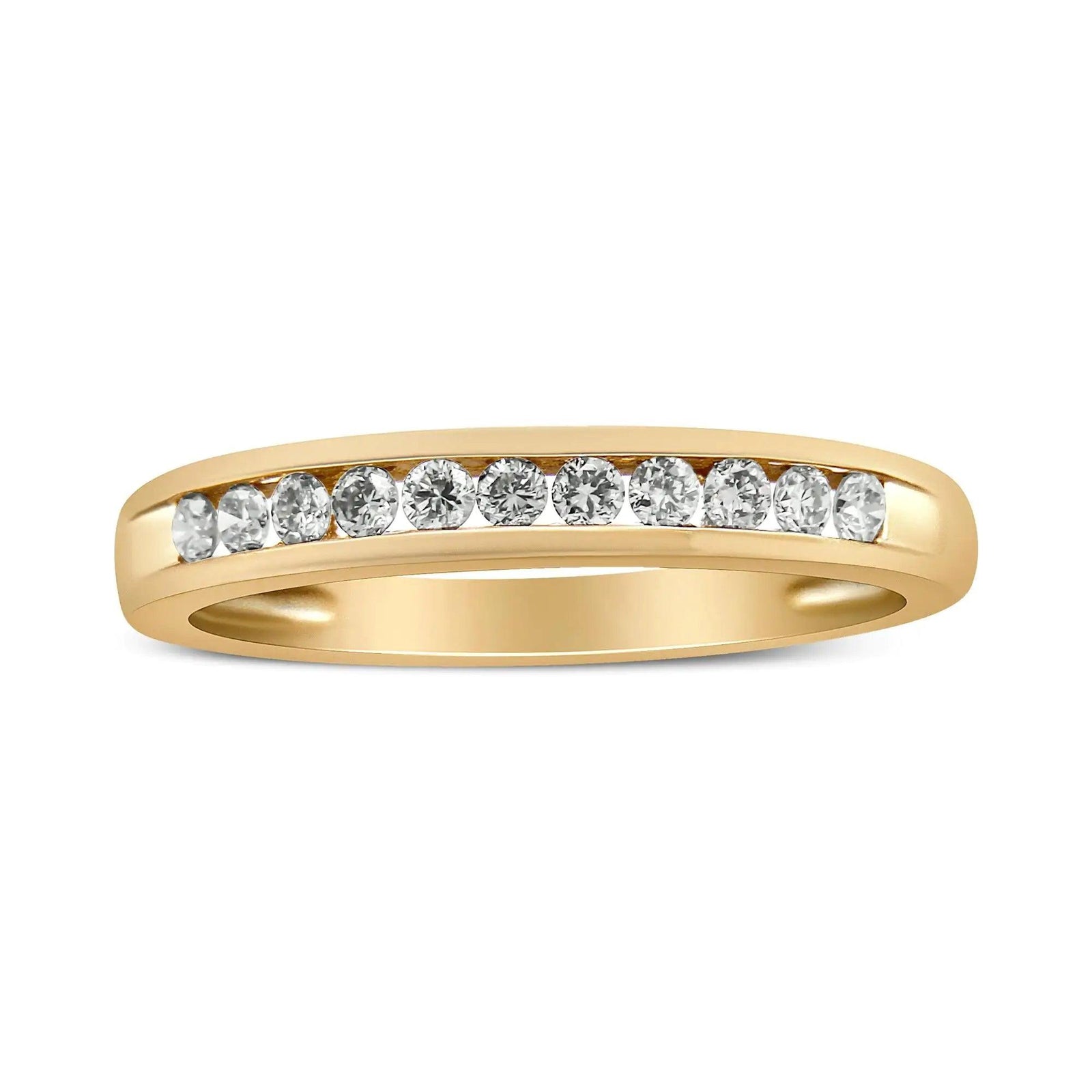 IGI Certified 1/4 Cttw Diamond 10K Yellow Gold Channel Set Band Style Ring (J-K Color, I2-I3 Clarity) - Evallys.com # #