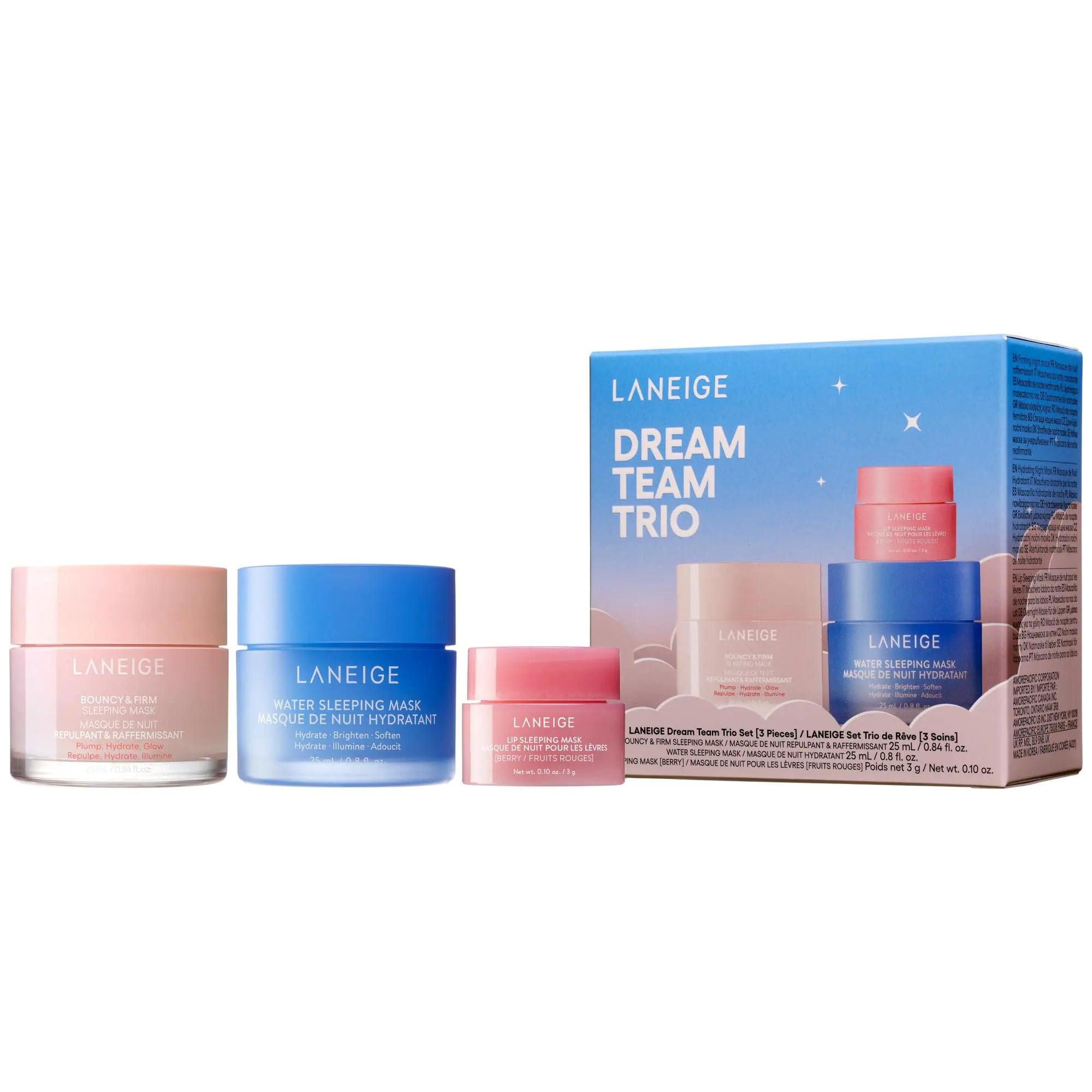 LANEIGE Water Sleeping Mask: Korean Overnight Mask, Squalane, Probiotic-Derived Complex, Hydrate, Barrier-Boosting, Visibly Smooth and Brighten Dream Team Trio - Evallys.com # #