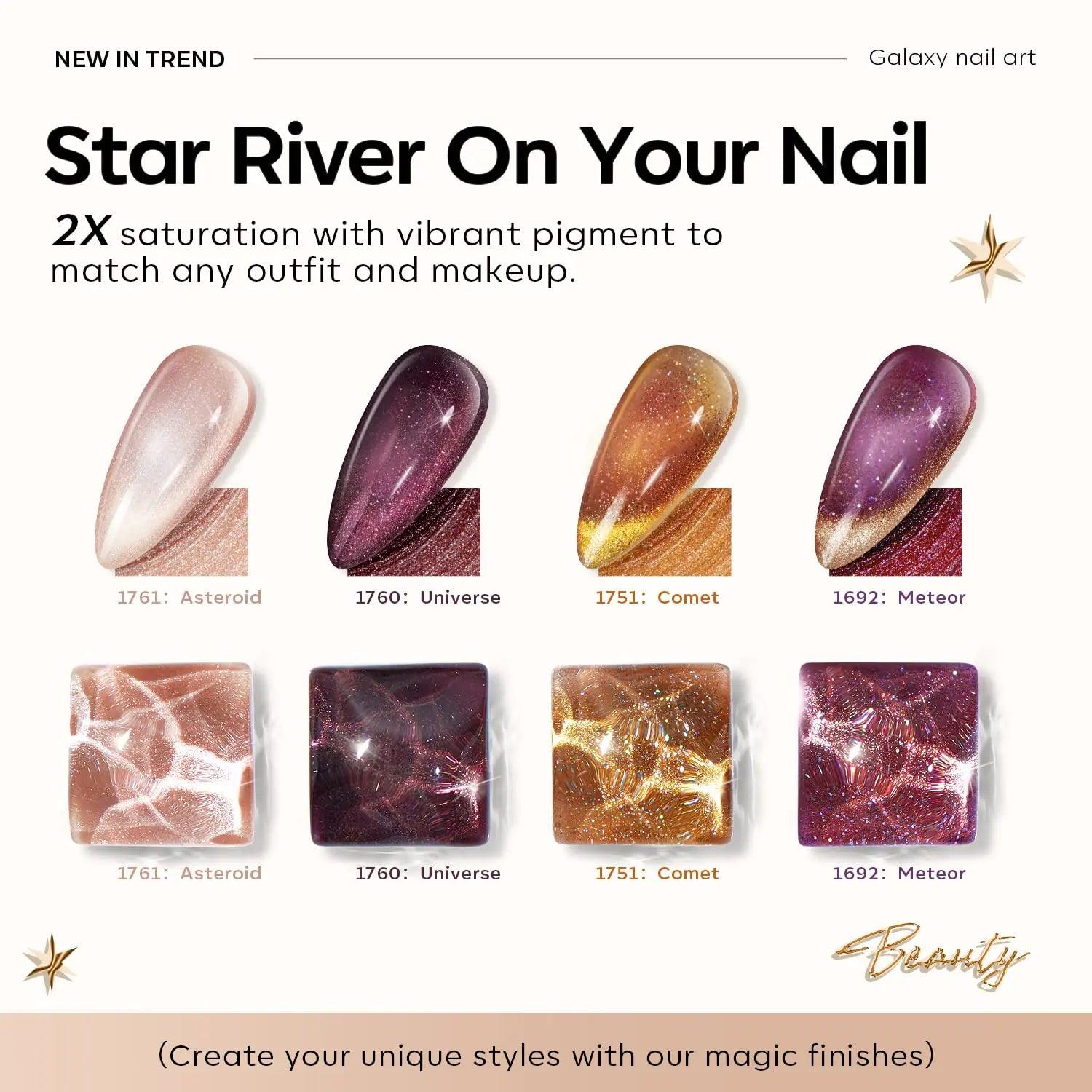 modelones Cat Eye Gel Nail Polish Set 6 Colors, Glitter Nude Shiny Champagne Burgundy Gold Magnetic Effect Sparkle Stunning Home Nail Art Gel Kit Gift A- Cosmo Party - Evallys.com # #