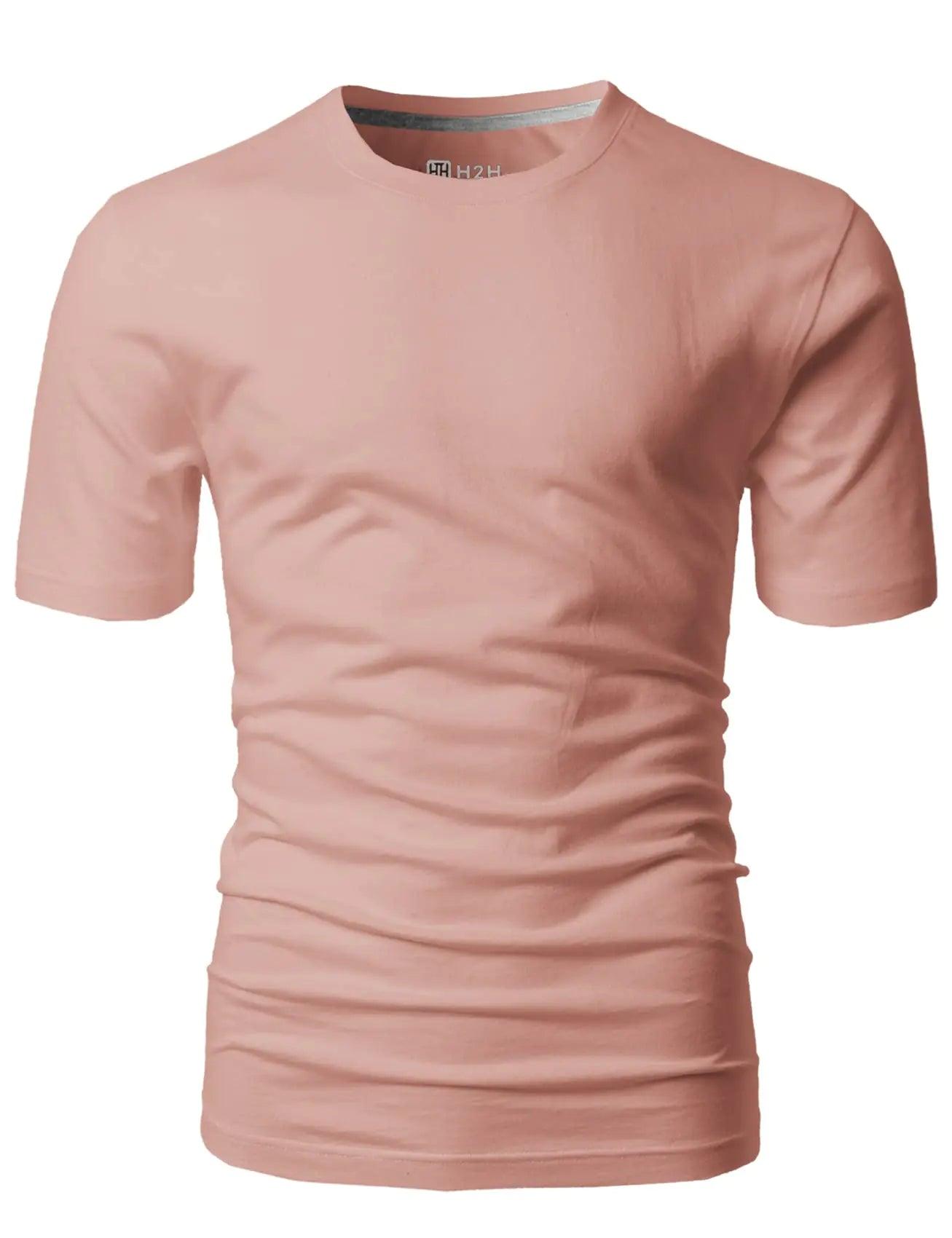 H2H Mens Casual Slim Fit Short Sleeve T-Shirts Soft Lightweight V-Neck/Crew-Neck Size XS to 3XL Cmtts0198-coralpink X-Large Tall - Evallys.com # #