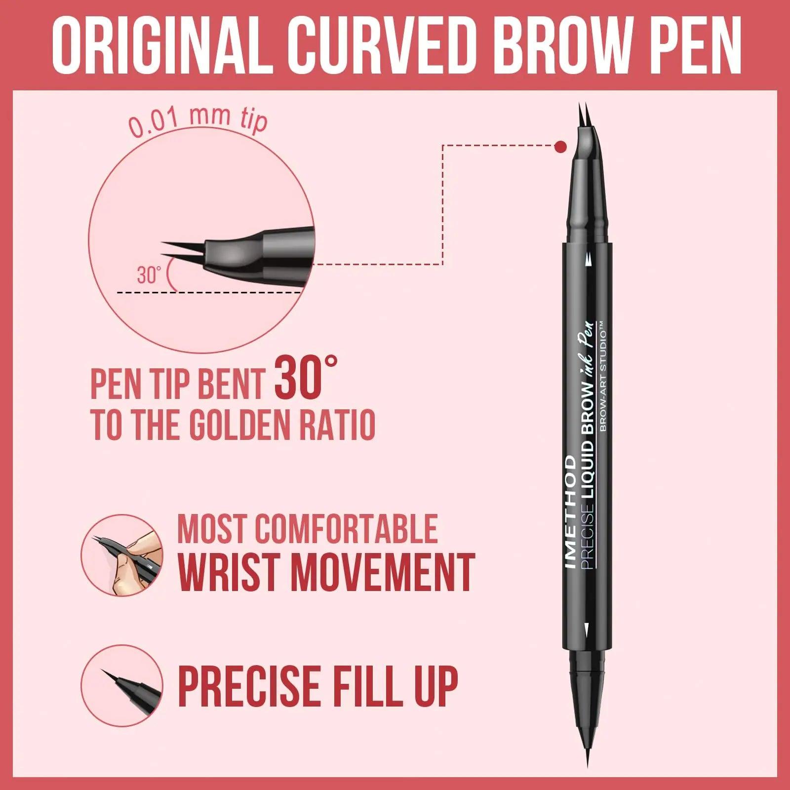 iMethod Curved Eyebrow Pen - Eyebrow Pencil, Brow Pencil 2-in-1 Dual-Ended Microblading Eyebrow Pen with Micro-Fork-Tip and Precise Brush-Tip Create Natural Hair-Like Brows, Last All-Day, Light Brown 01 Light Brown - Evallys.com # #