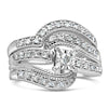 .925 Sterling Silver 1/3 Cttw Round Diamond Crisscross Engagement Ring Bridal Set (H-I Color, I1-I2 Clarity ) - Evallys.com # #