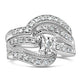 .925 Sterling Silver 1/3 Cttw Round Diamond Crisscross Engagement Ring Bridal Set (H-I Color, I1-I2 Clarity ) - Evallys.com
