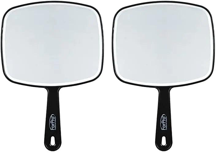 ForPro Premium Hand Mirror, Multi-Purpose Handheld Mirror with Distortion-Free Reflection, Medium, Black, 6.3” W x 9.6” L (Pack of 2) Medium (Pack of 2) - Evallys.com # #