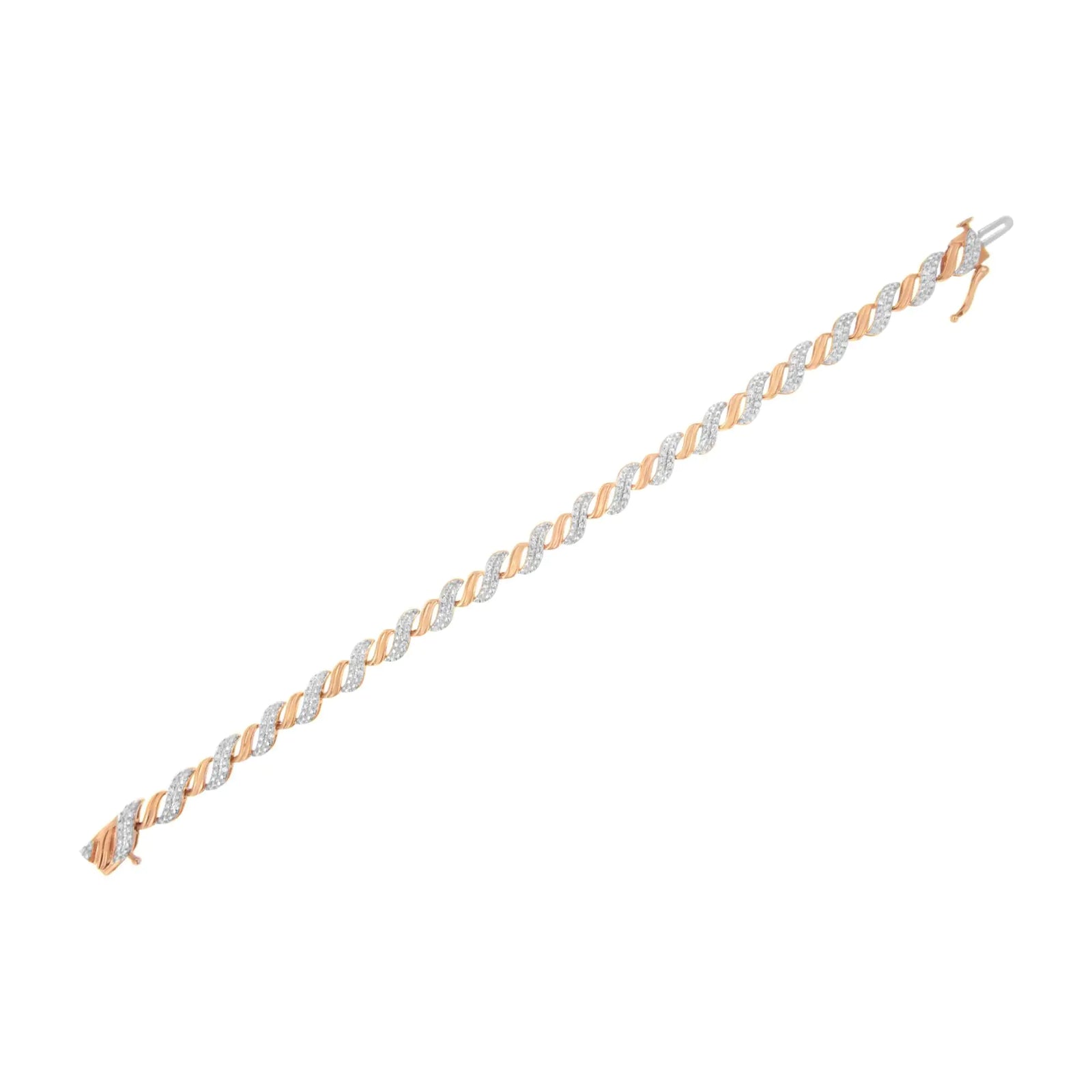 10K Rose Gold Plated .925 Sterling Silver 1/4 cttw Prong Set Round-Cut Diamond 