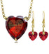 Gold Plated Silver Heart Jewelry Set 120 Languages I Love You Necklace and Crystal Earrings - Evallys.com # #