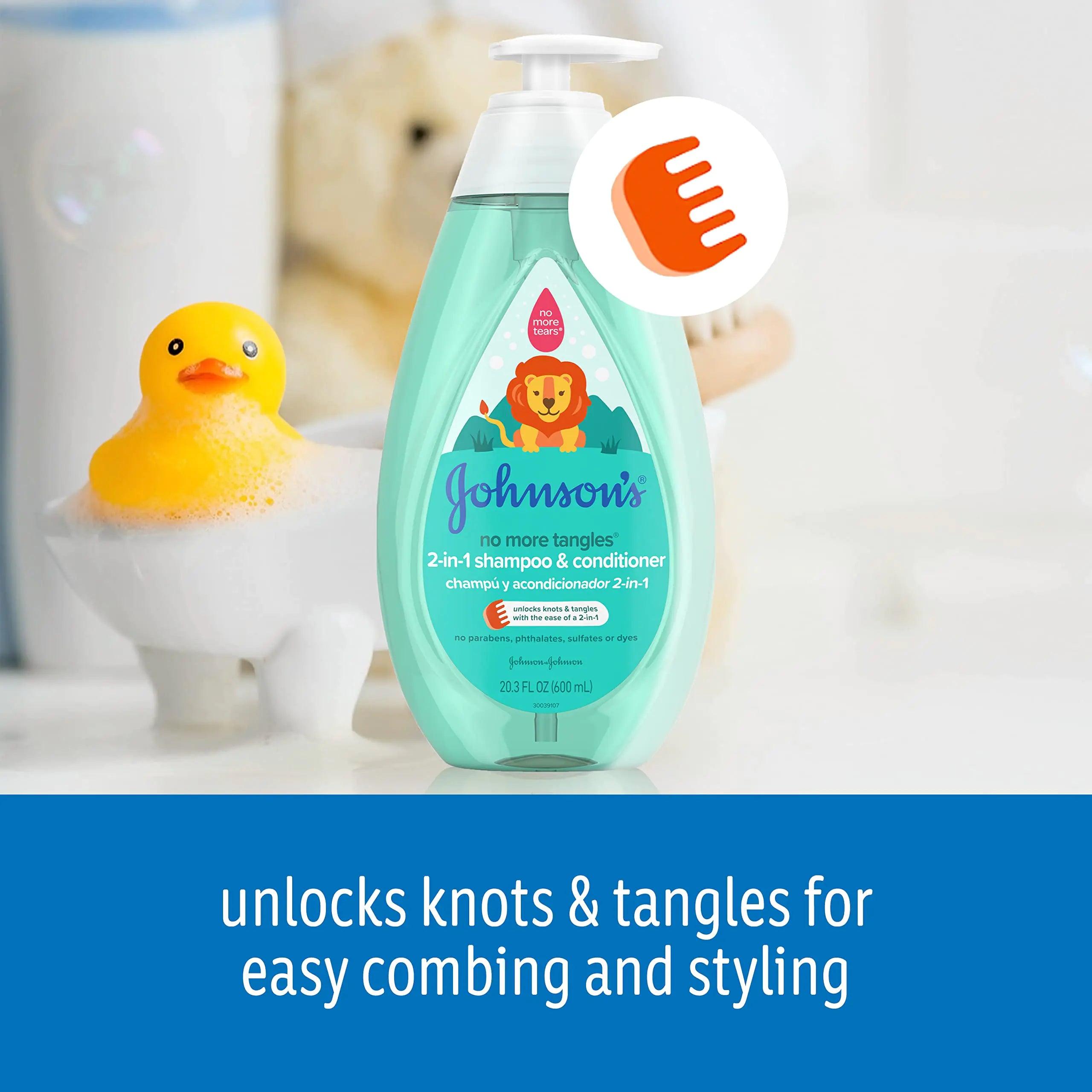 Johnson's No More Tangles 2-in-1 Detangling Hair Shampoo & Conditioner for Kids & Toddlers, Gentle & Tear-Free, Hypoallergenic & Free of Parabens, Phthalates, Sulfates & Dyes, 20.3 fl. oz (Pack of 2) 20.3 Fl Oz (Pack of 2) - Evallys.com # #