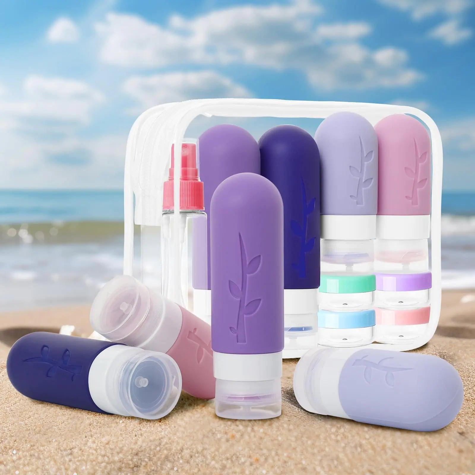 Travel Containers for Toiletries, 18pack TSA Approved Travel Size Containers for Toiletries,travel bottles for Toiletries,travel Jars or Personal Travel Essentials Purple - Evallys.com # #