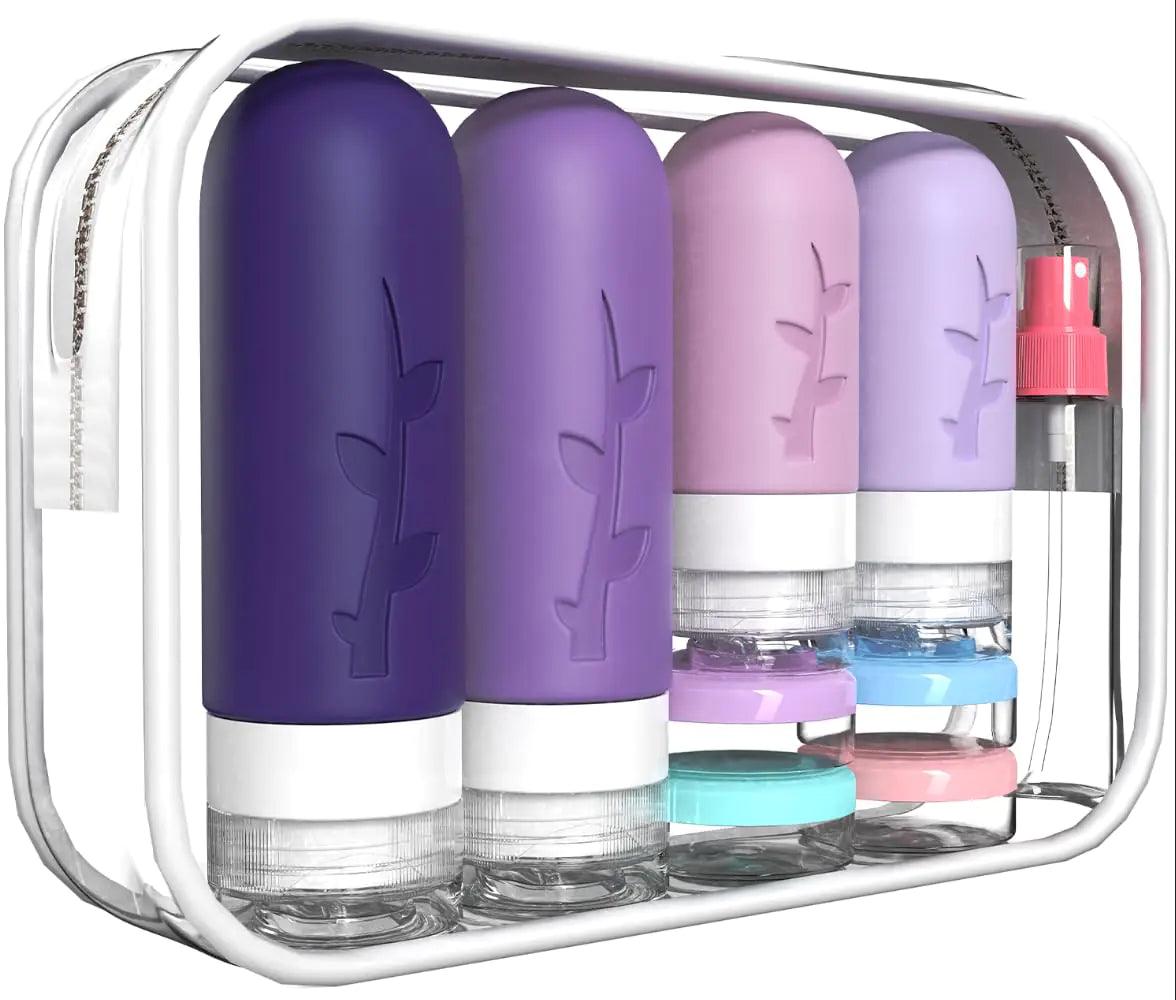 Travel Containers for Toiletries, 18pack TSA Approved Travel Size Containers for Toiletries,travel bottles for Toiletries,travel Jars or Personal Travel Essentials Purple - Evallys.com # #